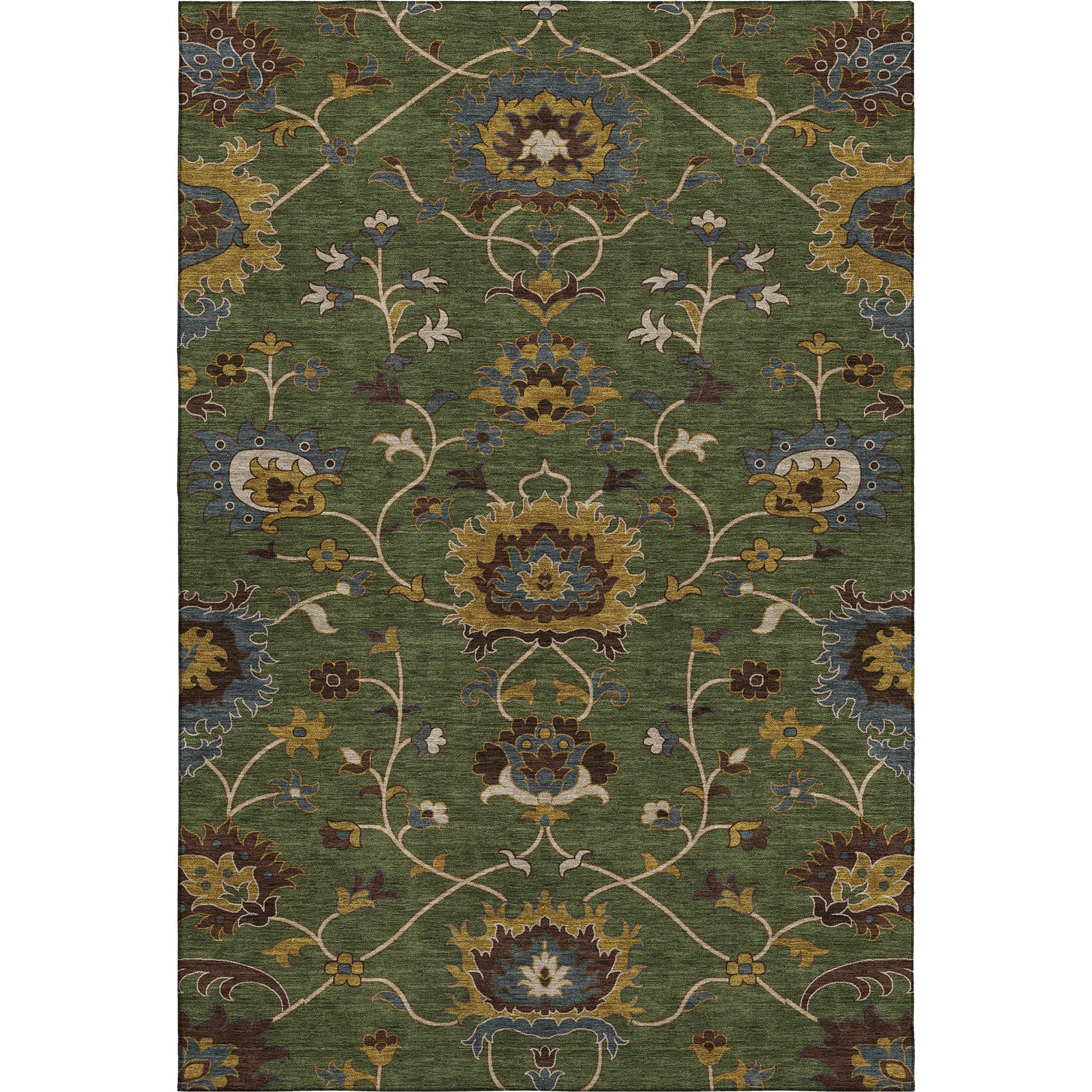 Bruges Machine Washable Traditional Aloe Green Rug 3' x 5' #shape_Rectangle
