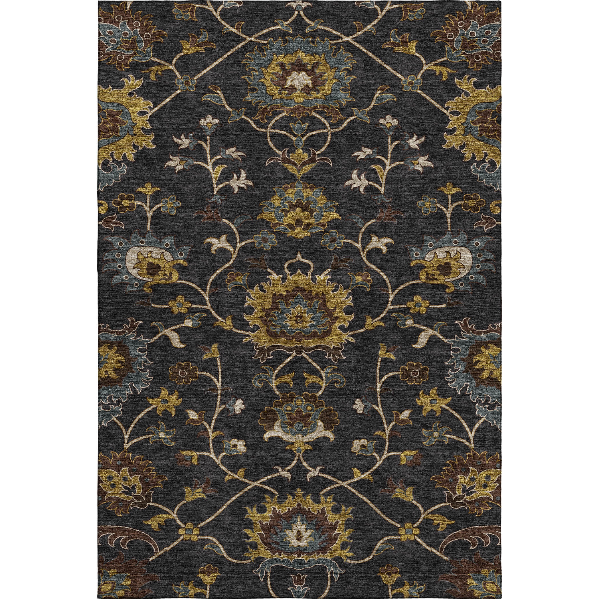Bruges Machine Washable Traditional Black Rug 3' x 5' #shape_Rectangle