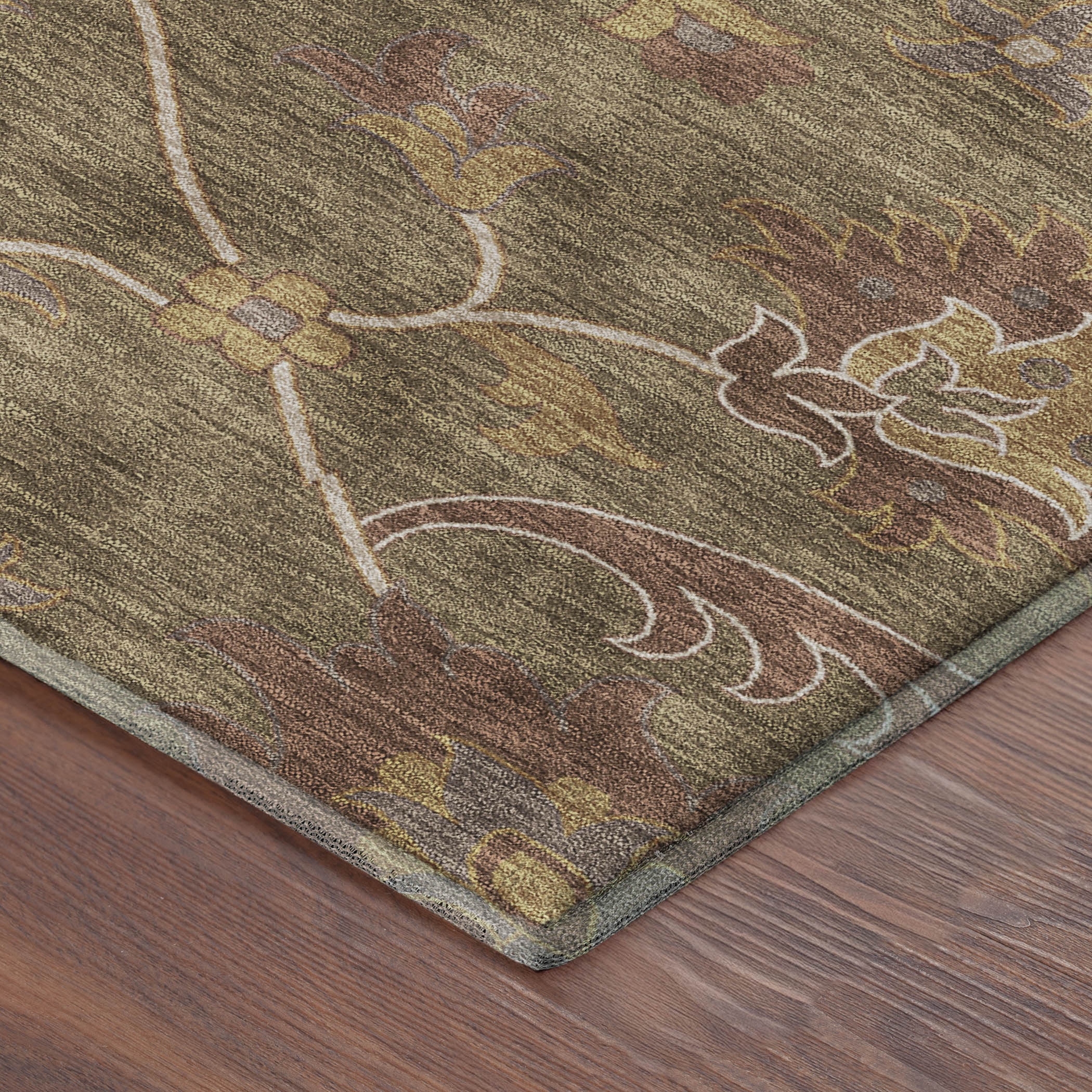 Bruges Machine Washable Traditional Brown Rug 1'8" x 2'6" #shape_Rectangle