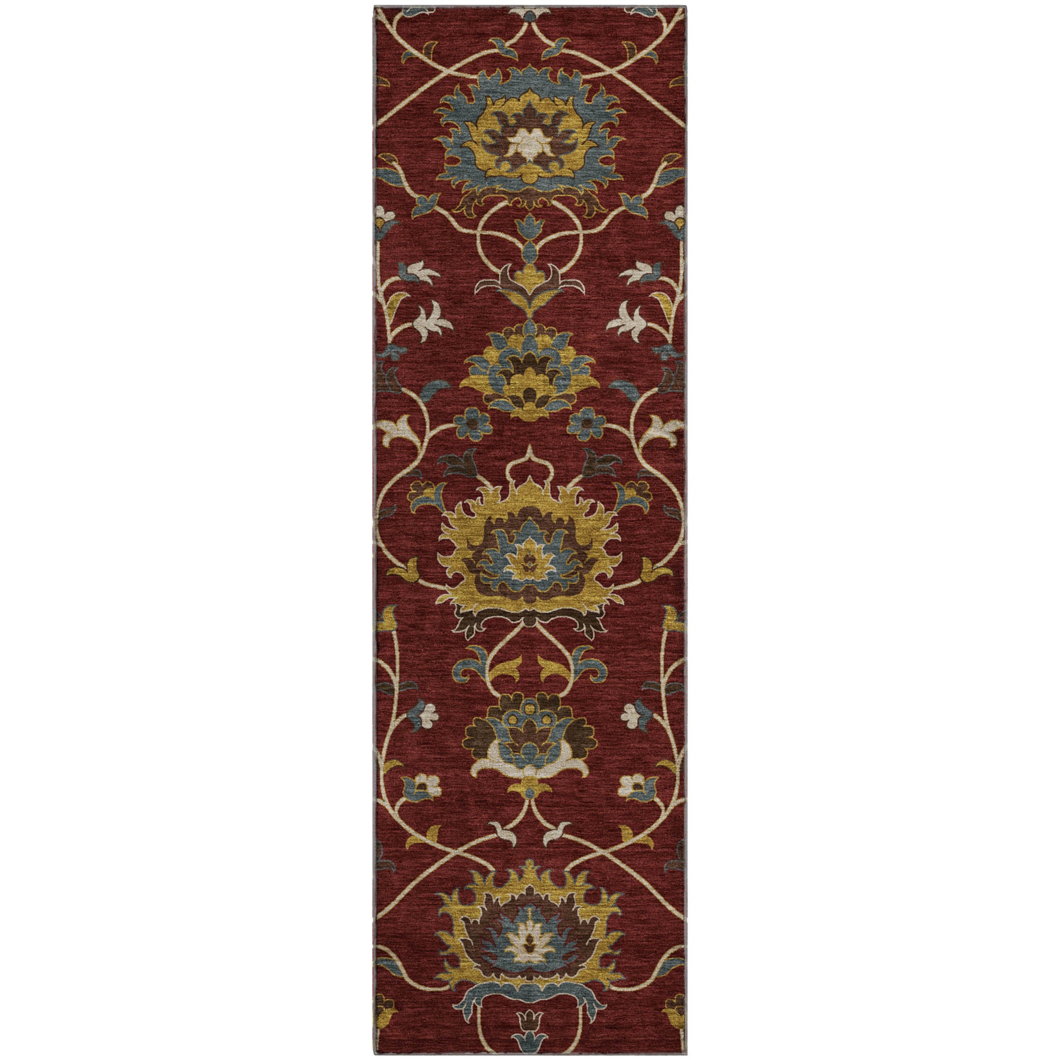 Bruges Machine Washable Traditional Burgundy Red Rug 2'3" x 7'6" #shape_Runner