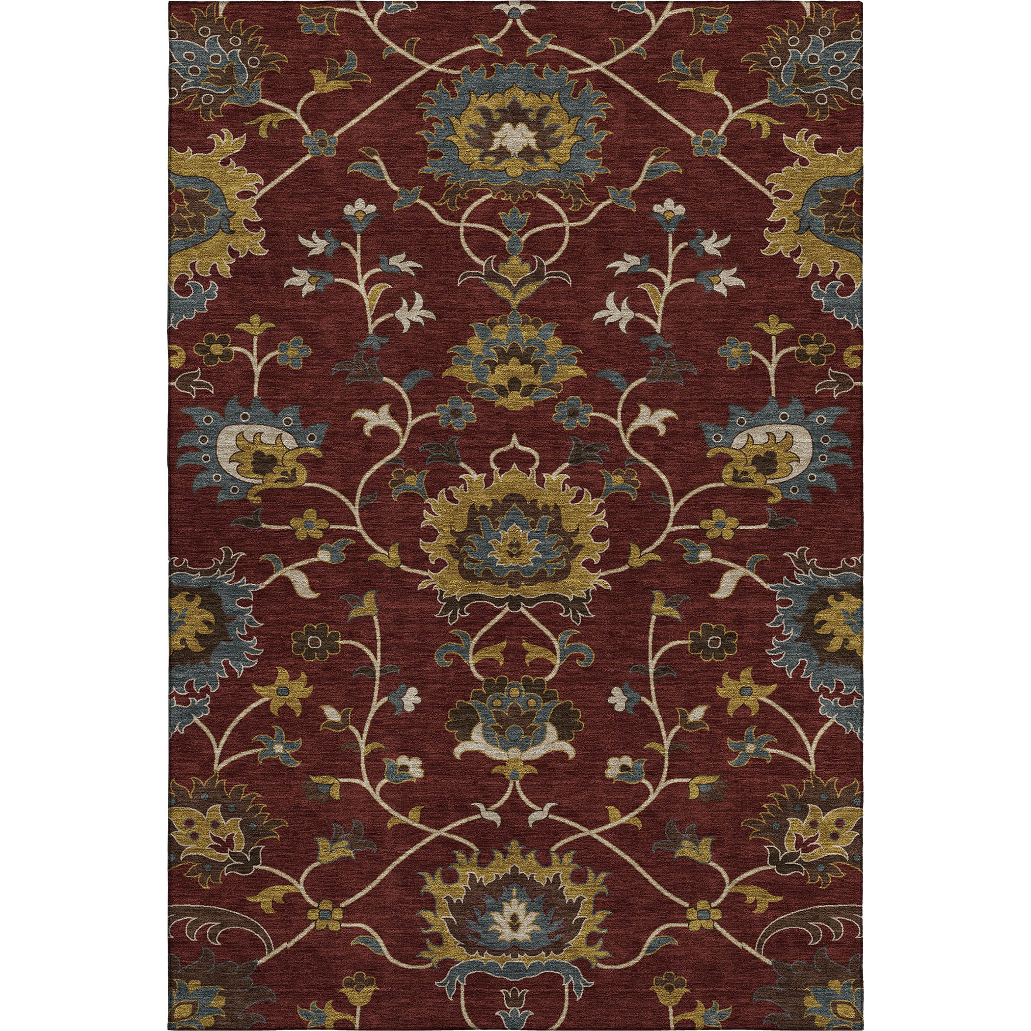 Bruges Machine Washable Traditional Burgundy Red Rug 3' x 5' #shape_Rectangle