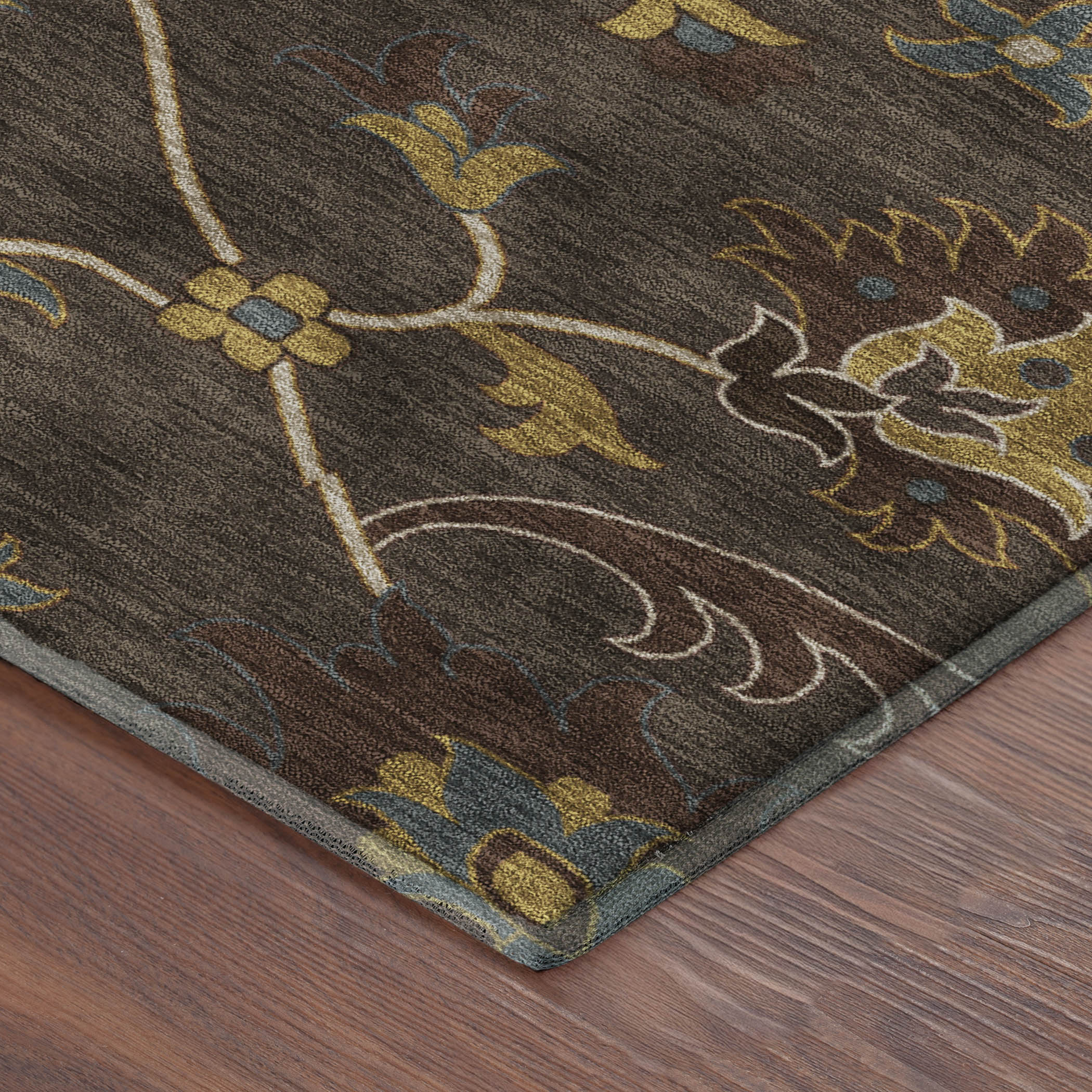 Bruges Machine Washable Traditional Chocolate Brown Rug 1'8" x 2'6" #shape_Rectangle
