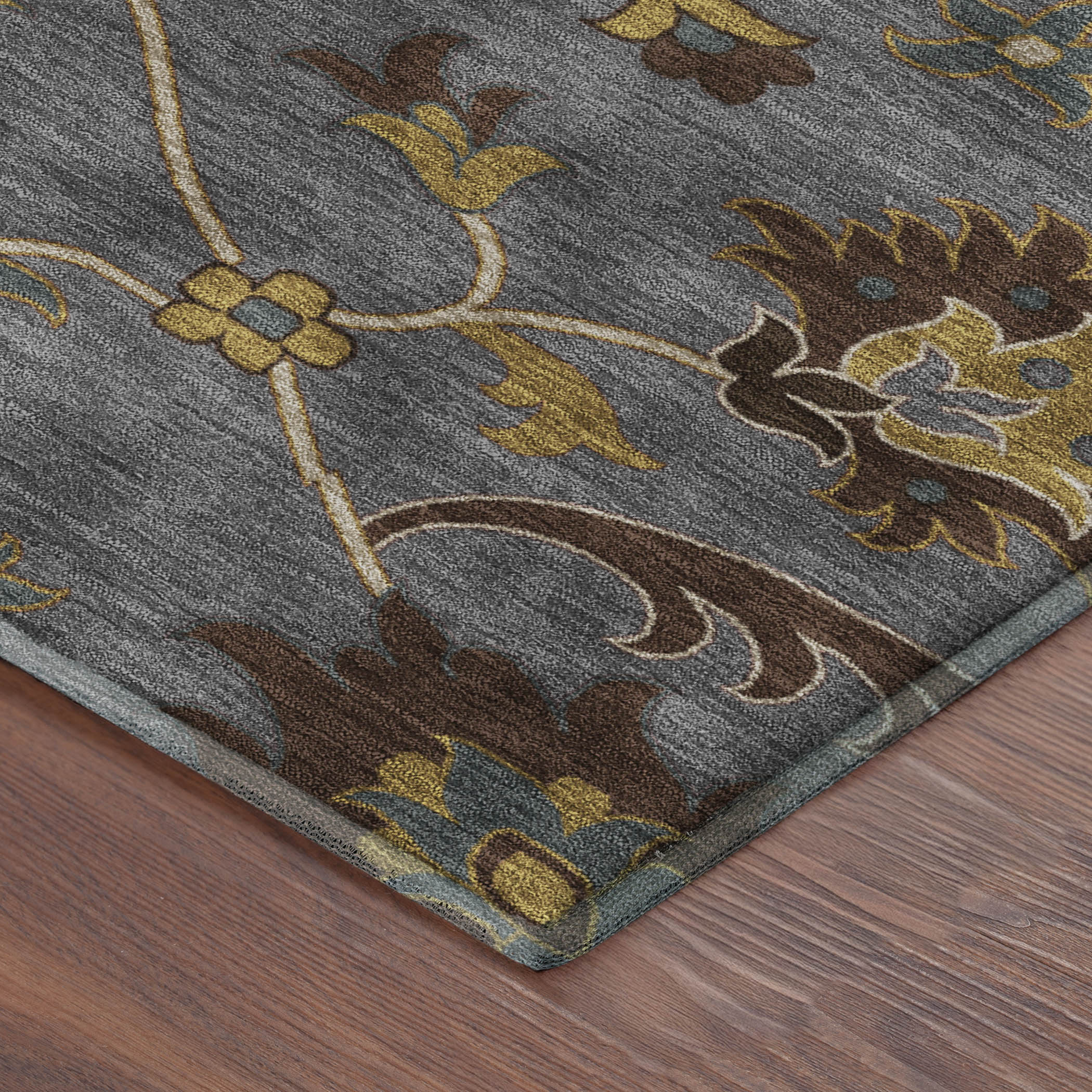 Bruges Machine Washable Traditional Gray Rug 1'8" x 2'6" #shape_Rectangle