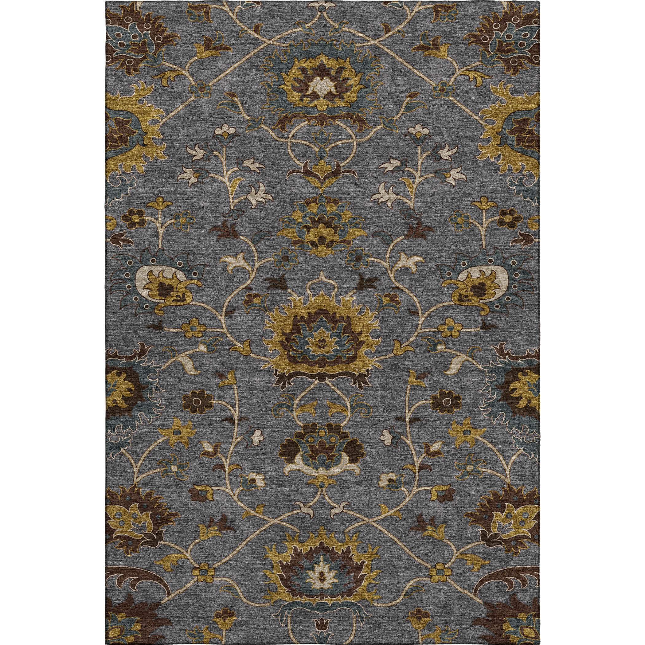 Bruges Machine Washable Traditional Gray Rug 3' x 5' #shape_Rectangle