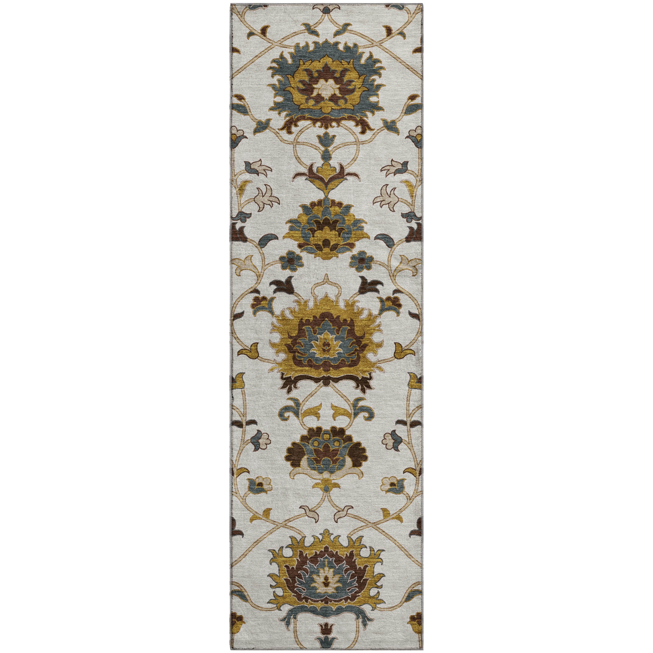 Bruges Machine Washable Traditional Ivory Rug 2'3" x 7'6" #shape_Runner