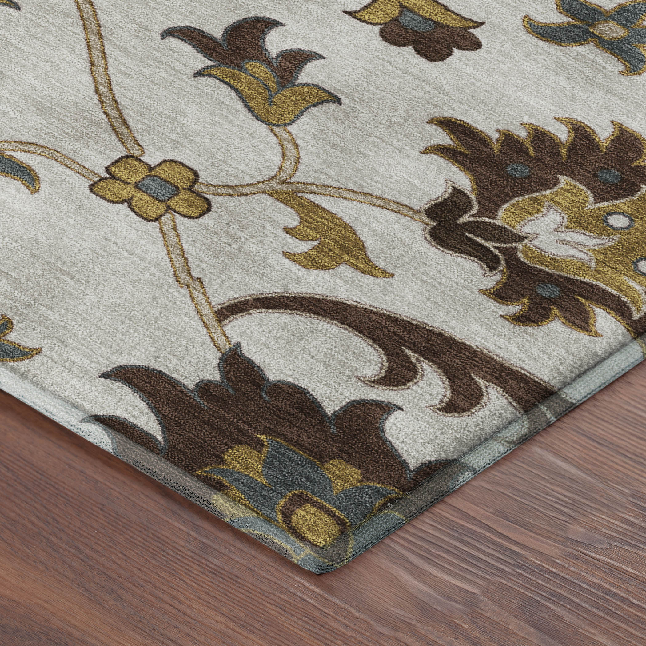 Bruges Machine Washable Traditional Ivory Rug 1'8" x 2'6" #shape_Rectangle