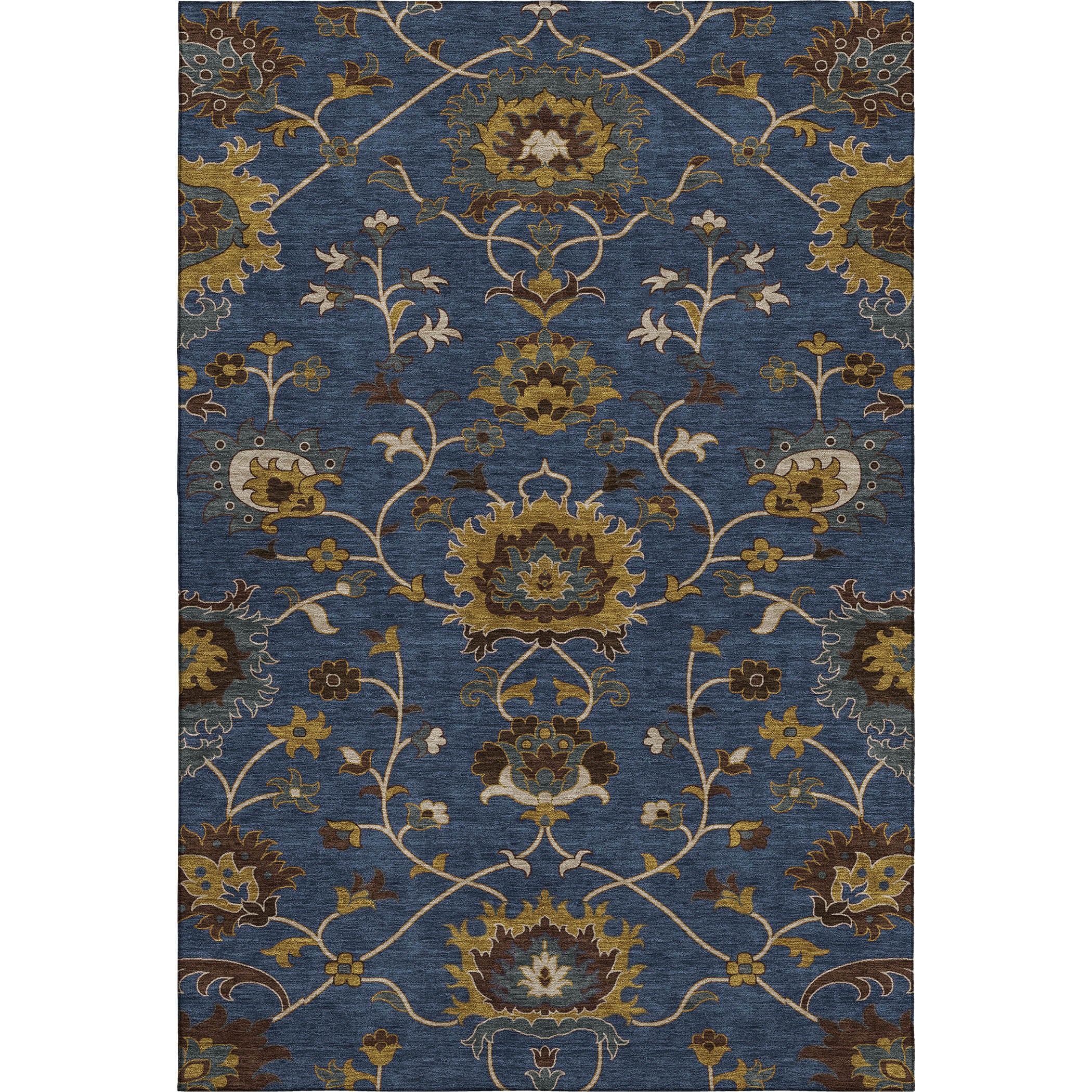Bruges Machine Washable Traditional Navy Blue Rug 3' x 5' #shape_Rectangle