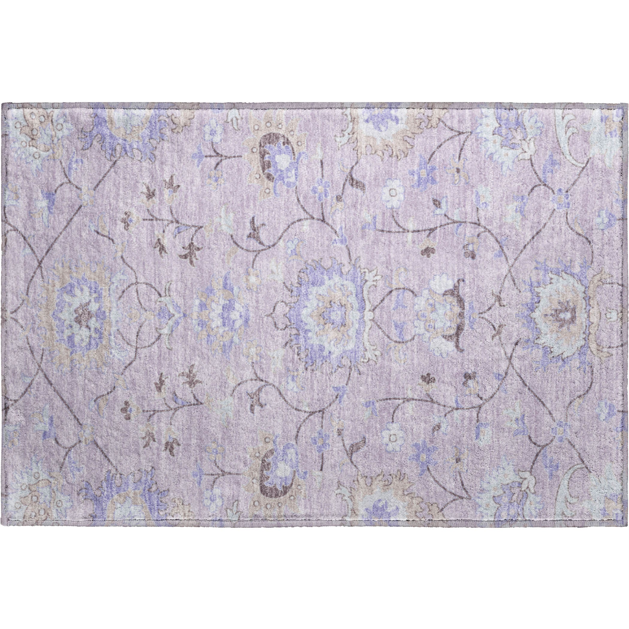 Cusco Machine Washable Traditional Blush Pink Rug 1'8" x 2'6" #shape_Rectangle