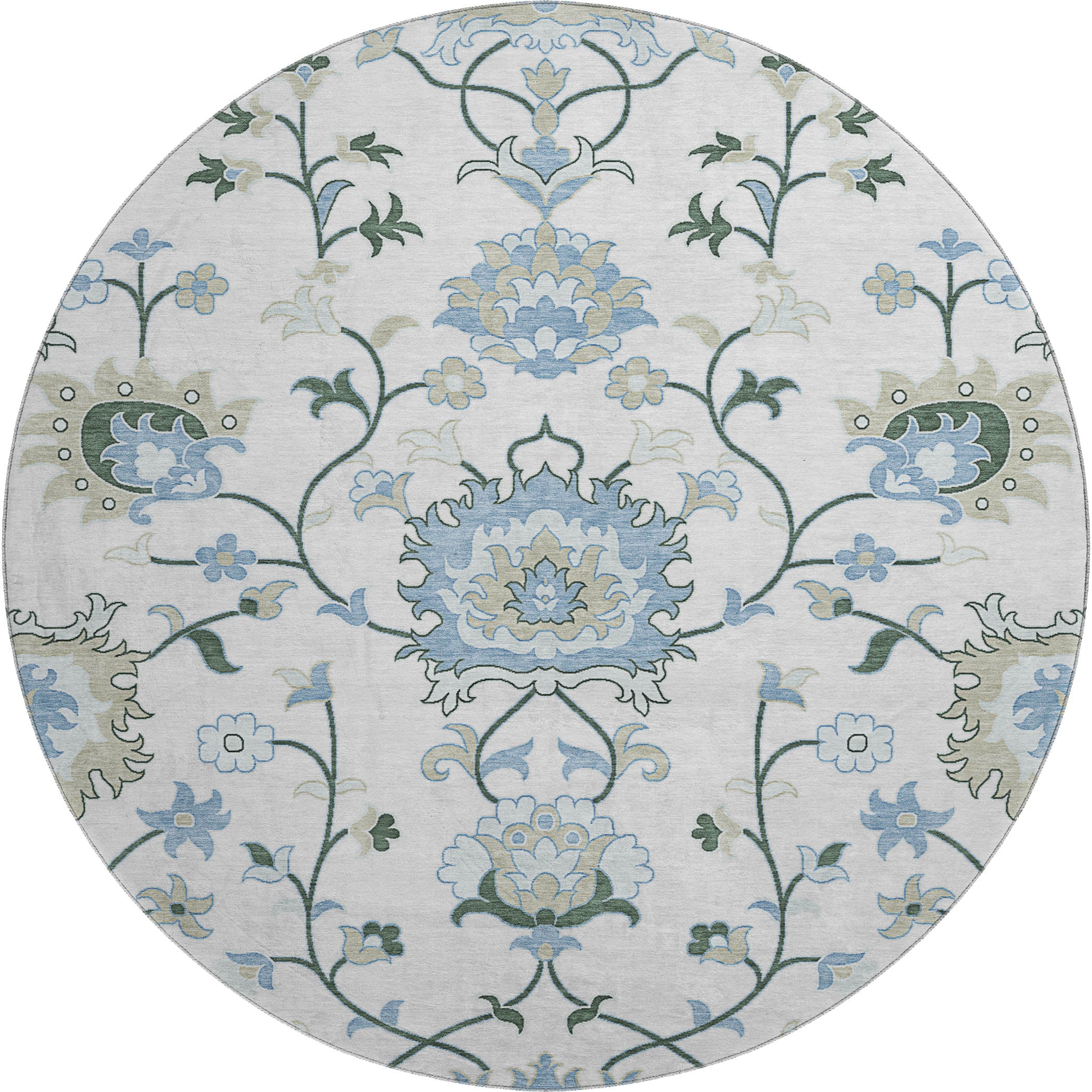 Cusco Machine Washable Traditional Ivory Rug 8' x 8' #shape_Round