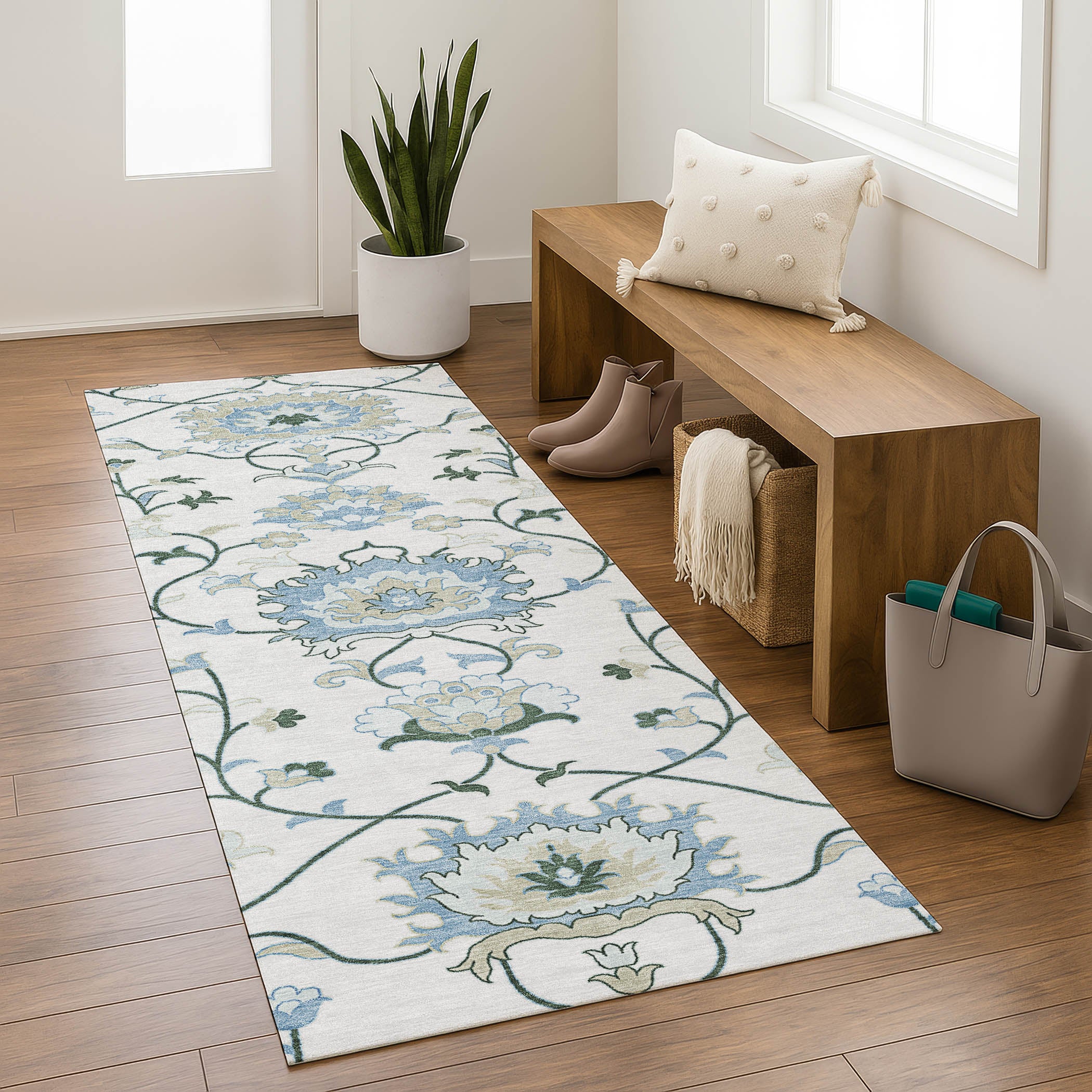 Cusco Machine Washable Traditional Ivory Rug 2'3" x 7'6" #shape_Runner