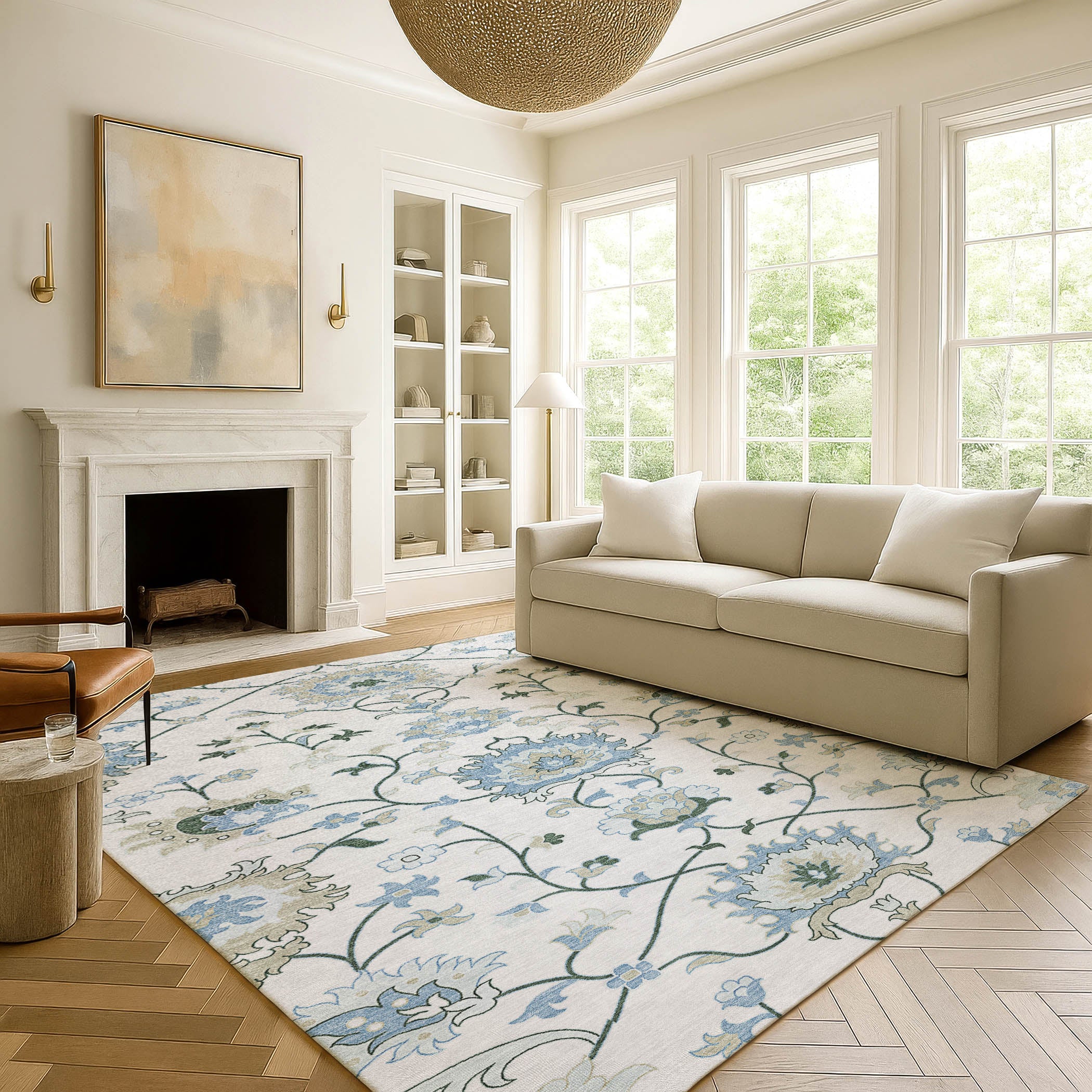 Cusco Machine Washable Traditional Ivory Rug 3' x 5' #shape_Rectangle