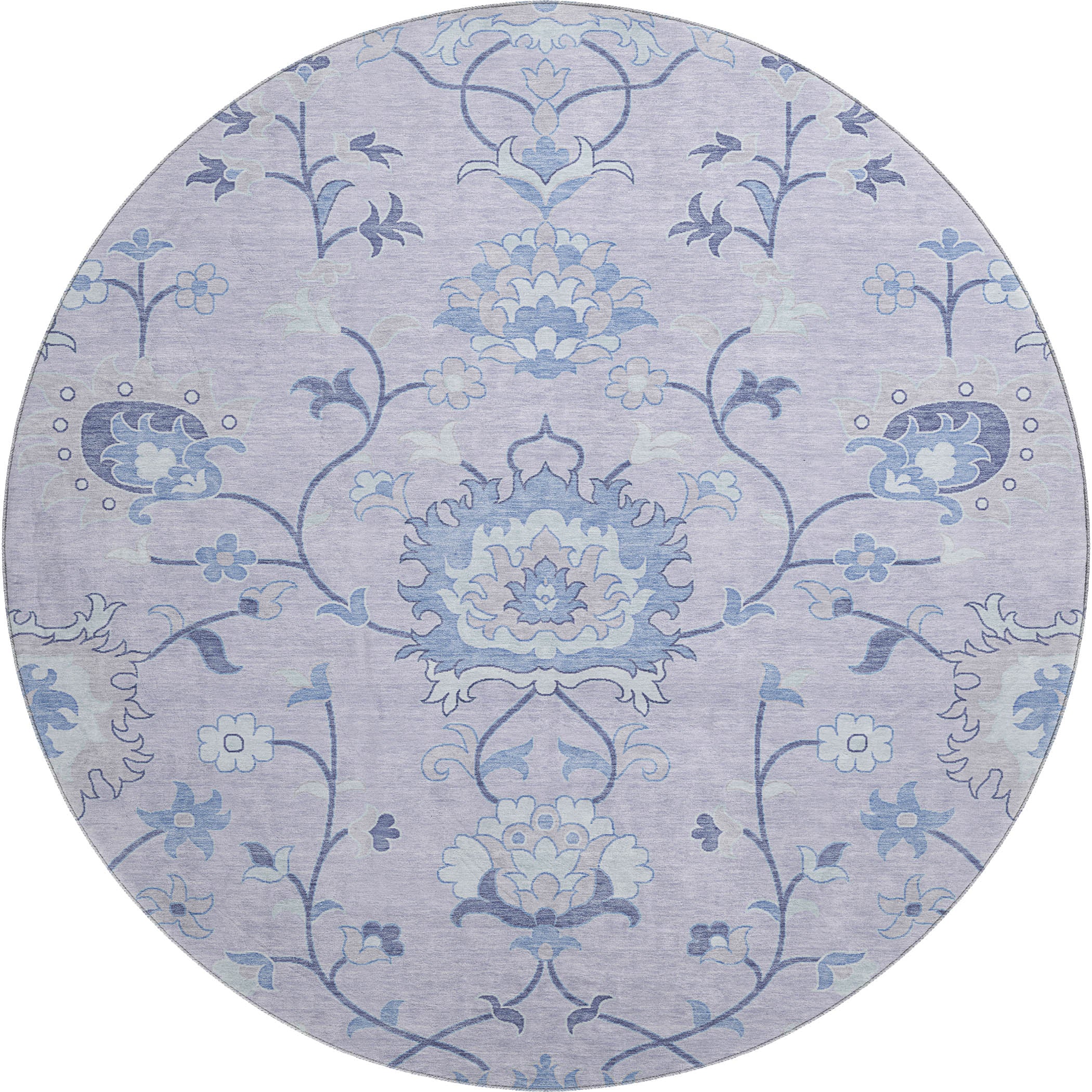 Cusco Machine Washable Traditional Lilac Purple Rug 8' x 8' #shape_Round