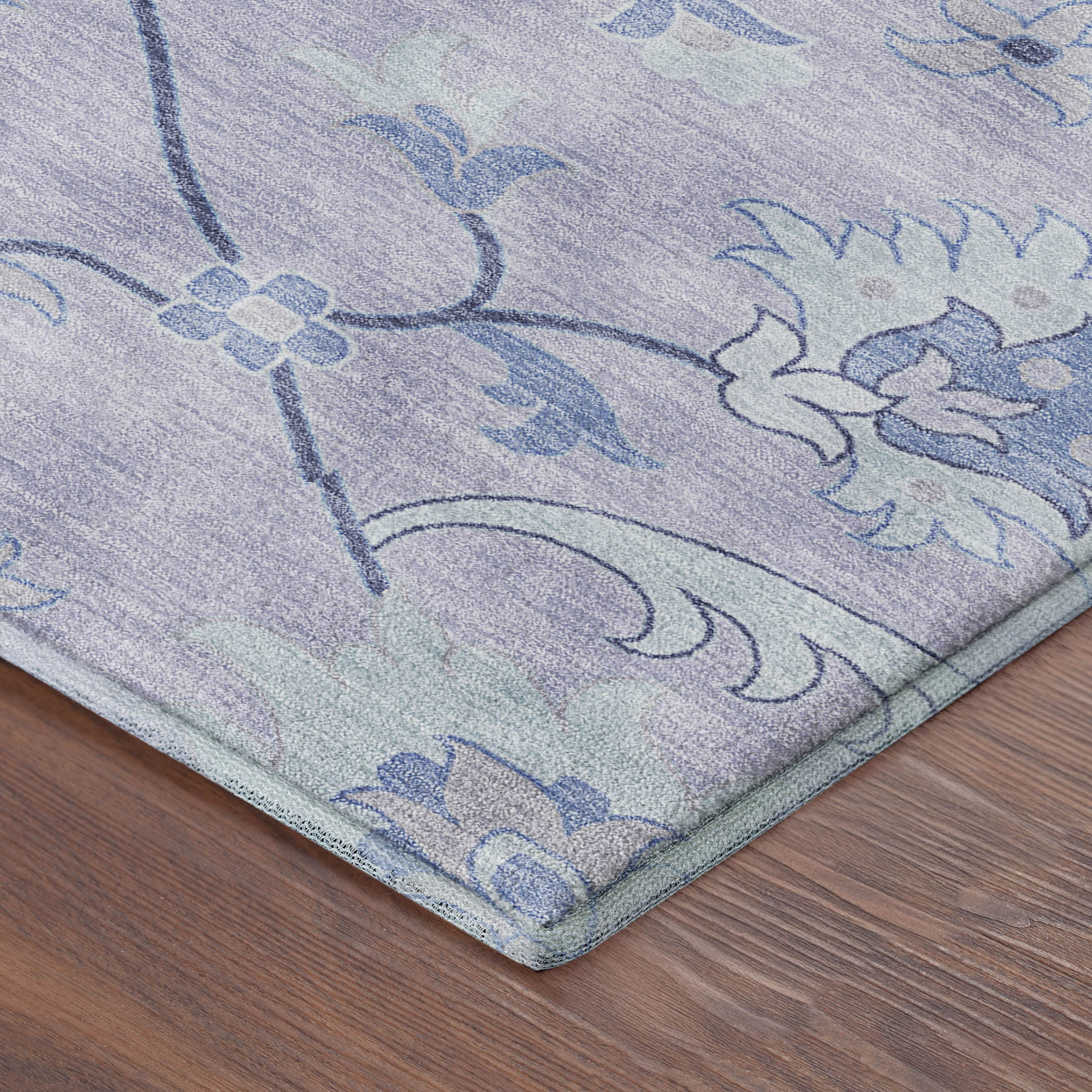Cusco Machine Washable Traditional Lilac Purple Rug 1'8" x 2'6" #shape_Rectangle