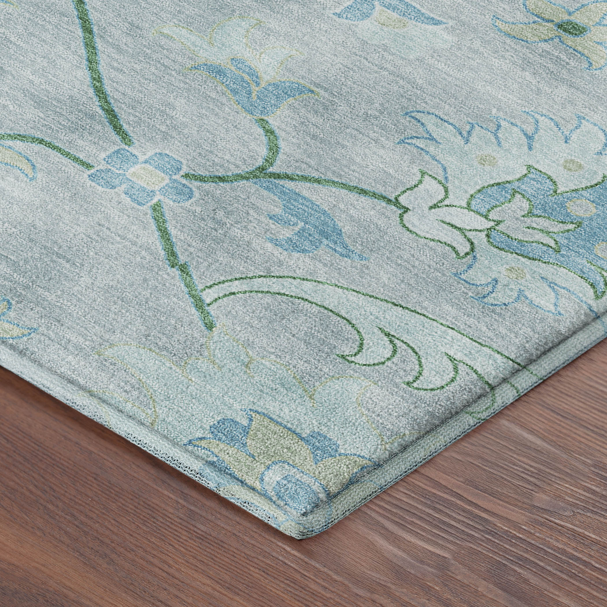 Cusco Machine Washable Traditional Mint Green Rug 1'8" x 2'6" #shape_Rectangle