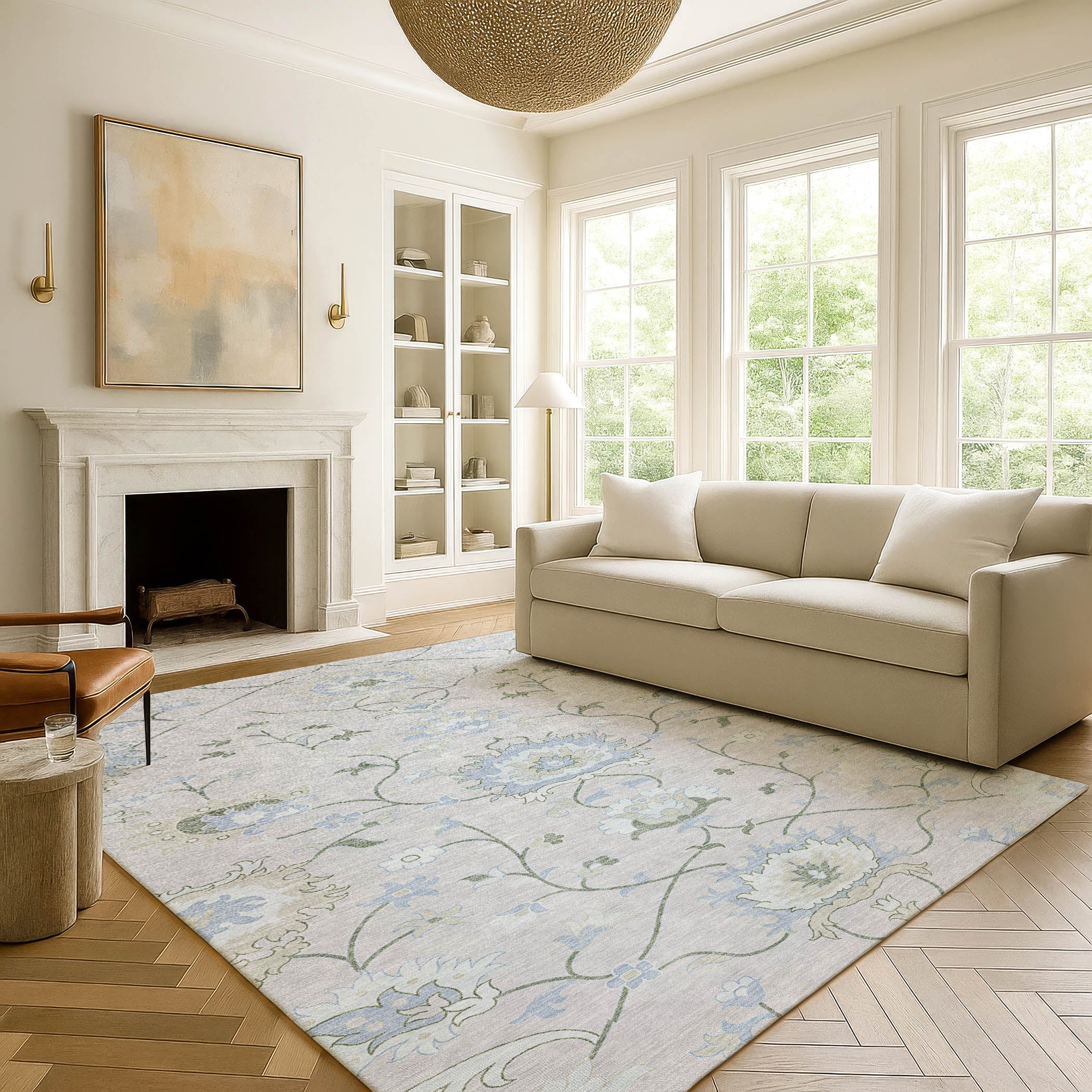 Cusco Machine Washable Traditional Pearl Ivory Rug 3' x 5' #shape_Rectangle