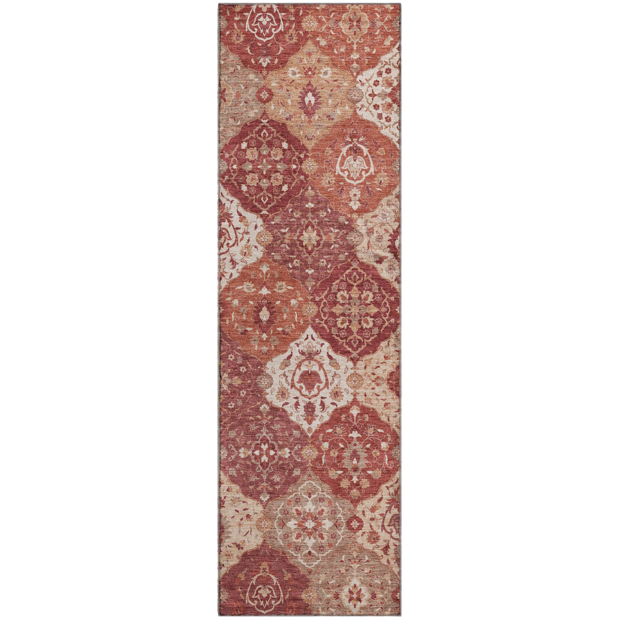 Oslo Machine Washable Transitional Brick Red Rug 2'3" x 7'6" #shape_Runner