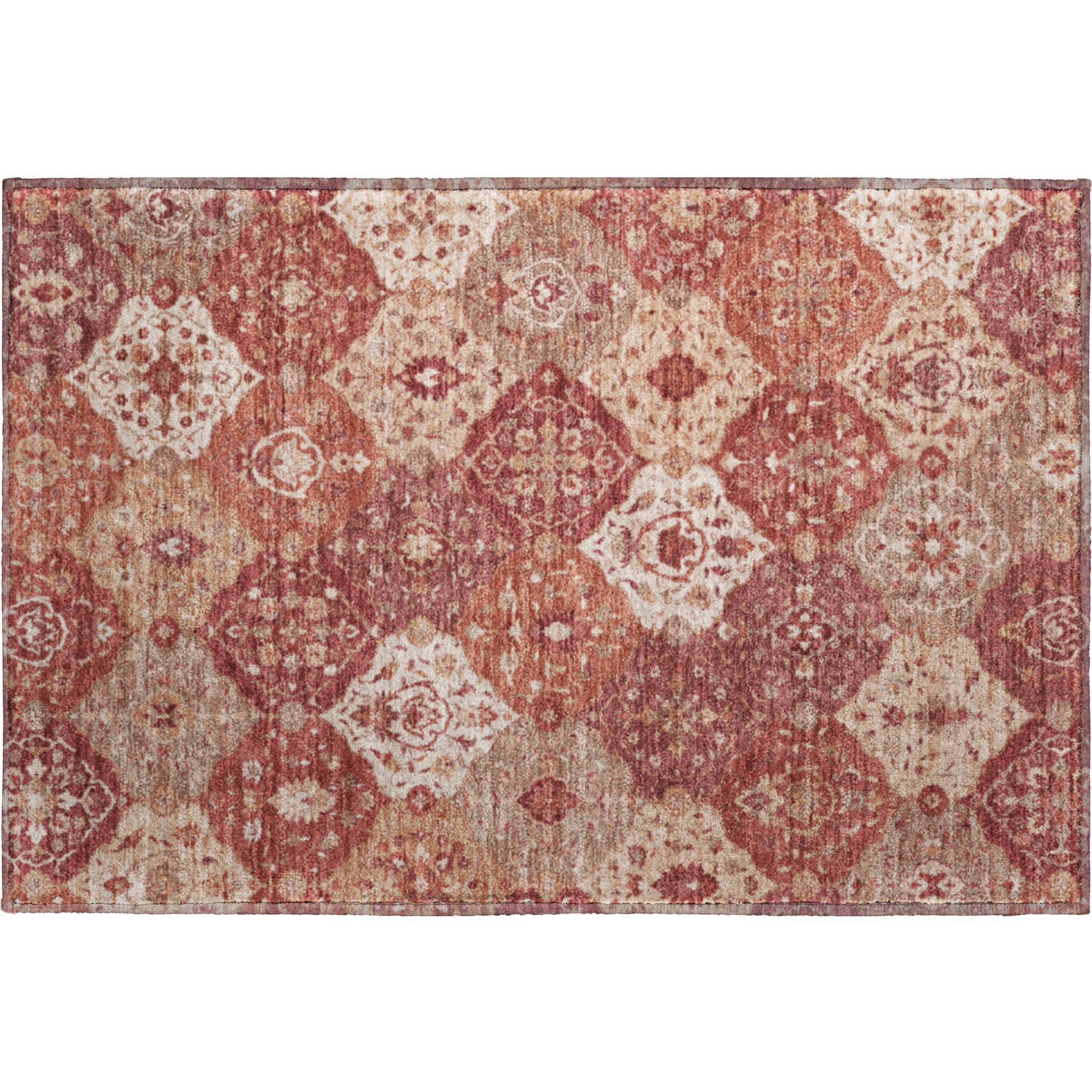 Oslo Machine Washable Transitional Brick Red Rug 1'8" x 2'6" #shape_Rectangle