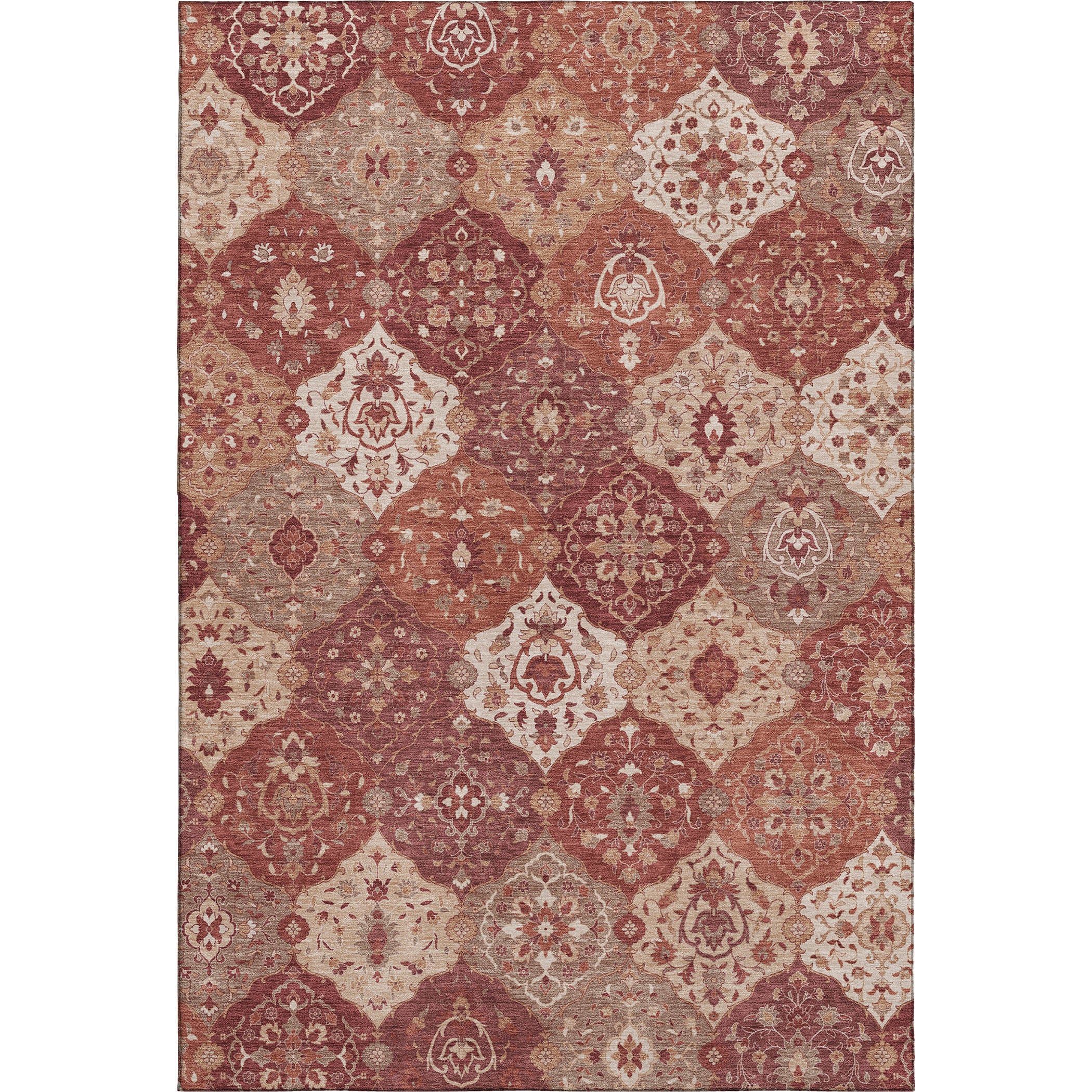 Oslo Machine Washable Transitional Brick Red Rug 3' x 5' #shape_Rectangle
