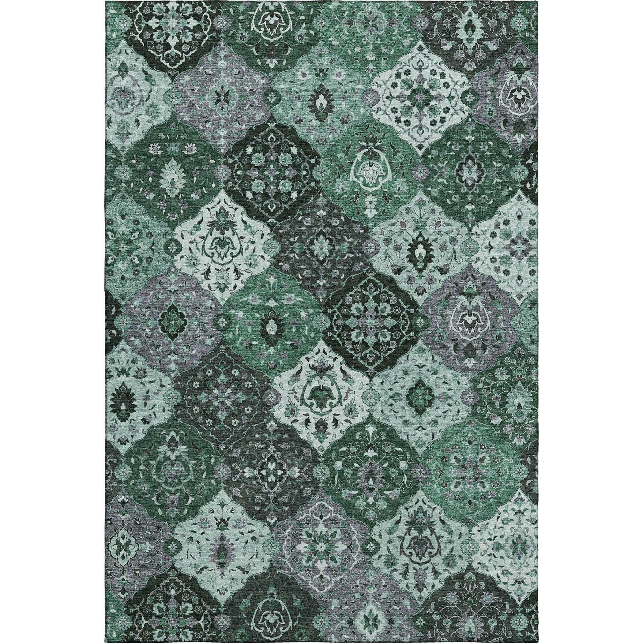 Oslo Machine Washable Transitional Green Rug 3' x 5' #shape_Rectangle