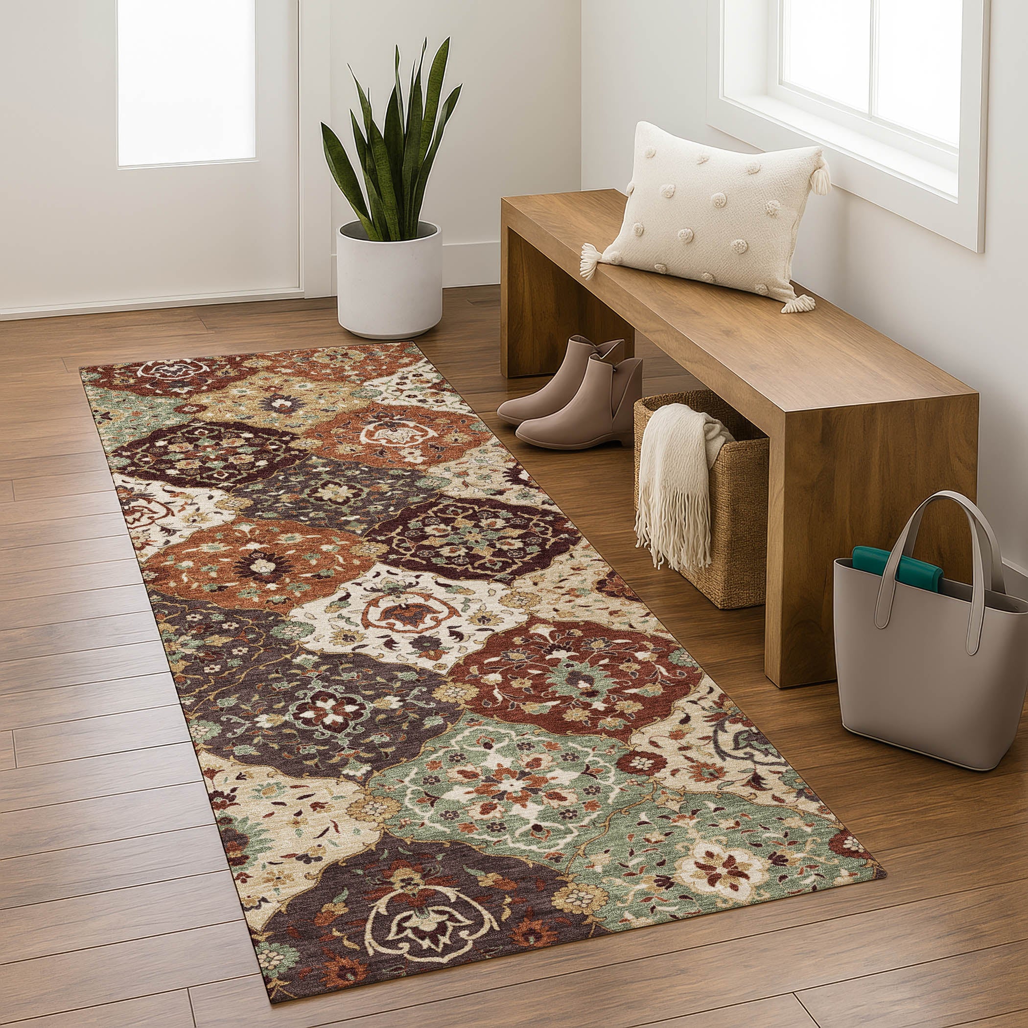 Oslo Machine Washable Transitional Paprika Orange Rug 2'3" x 7'6" #shape_Runner