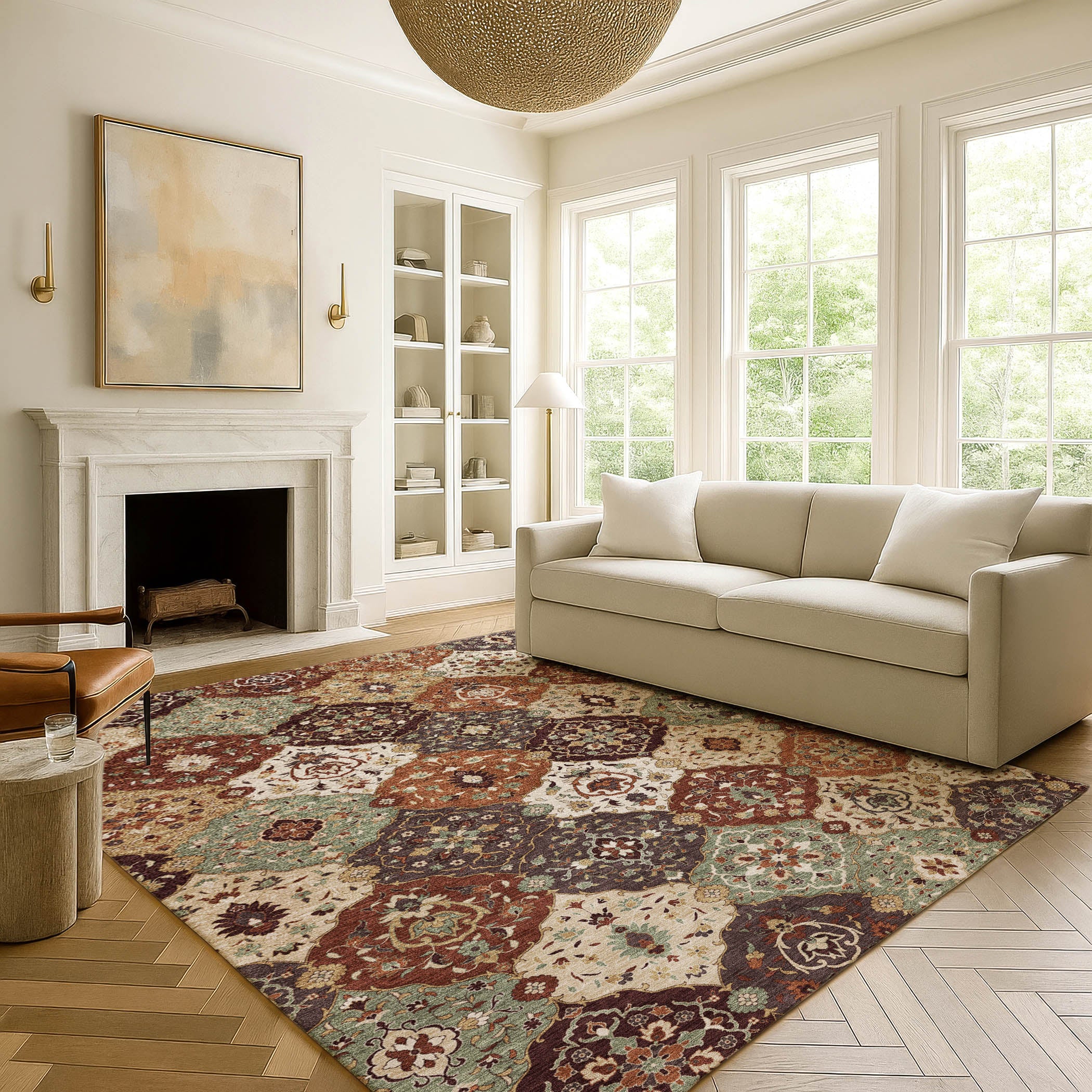 Oslo Machine Washable Transitional Paprika Orange Rug 3' x 5' #shape_Rectangle