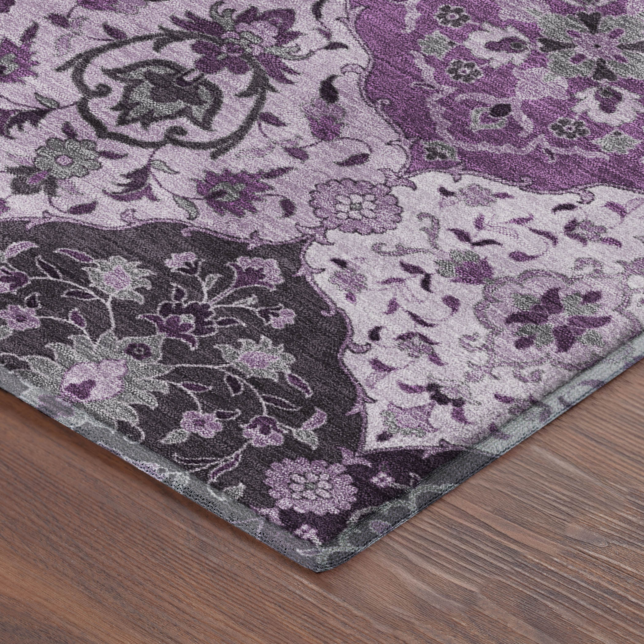 Oslo Machine Washable Transitional Purple Rug 1'8" x 2'6" #shape_Rectangle