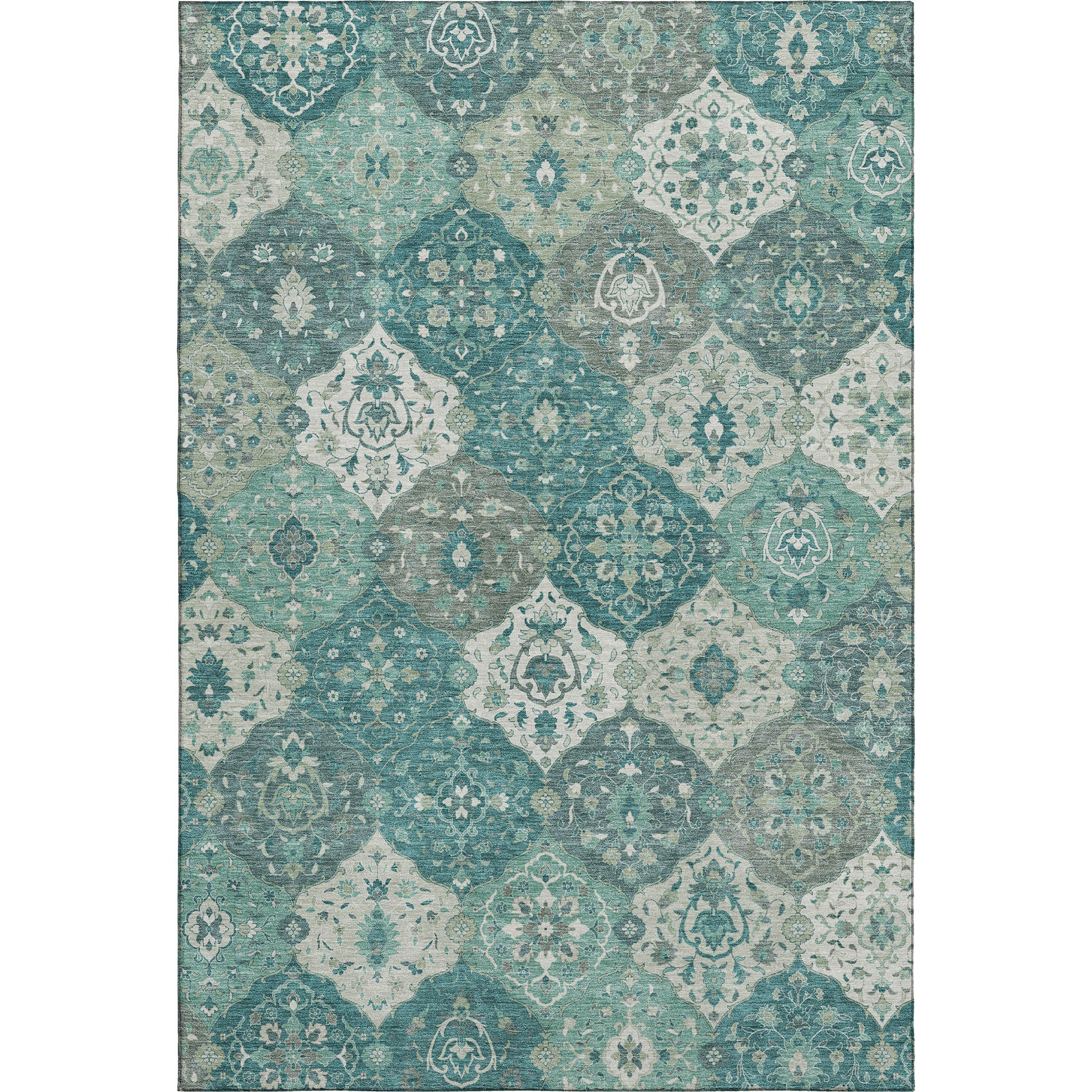 Oslo Machine Washable Transitional Teal Rug 3' x 5' #shape_Rectangle