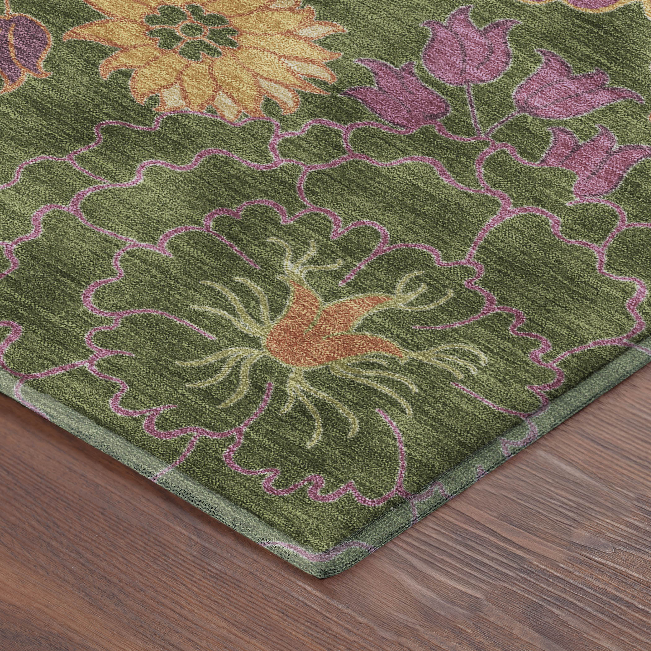 Bangkok Machine Washable Transitional Aloe Green Rug 1'8" x 2'6" #shape_Rectangle