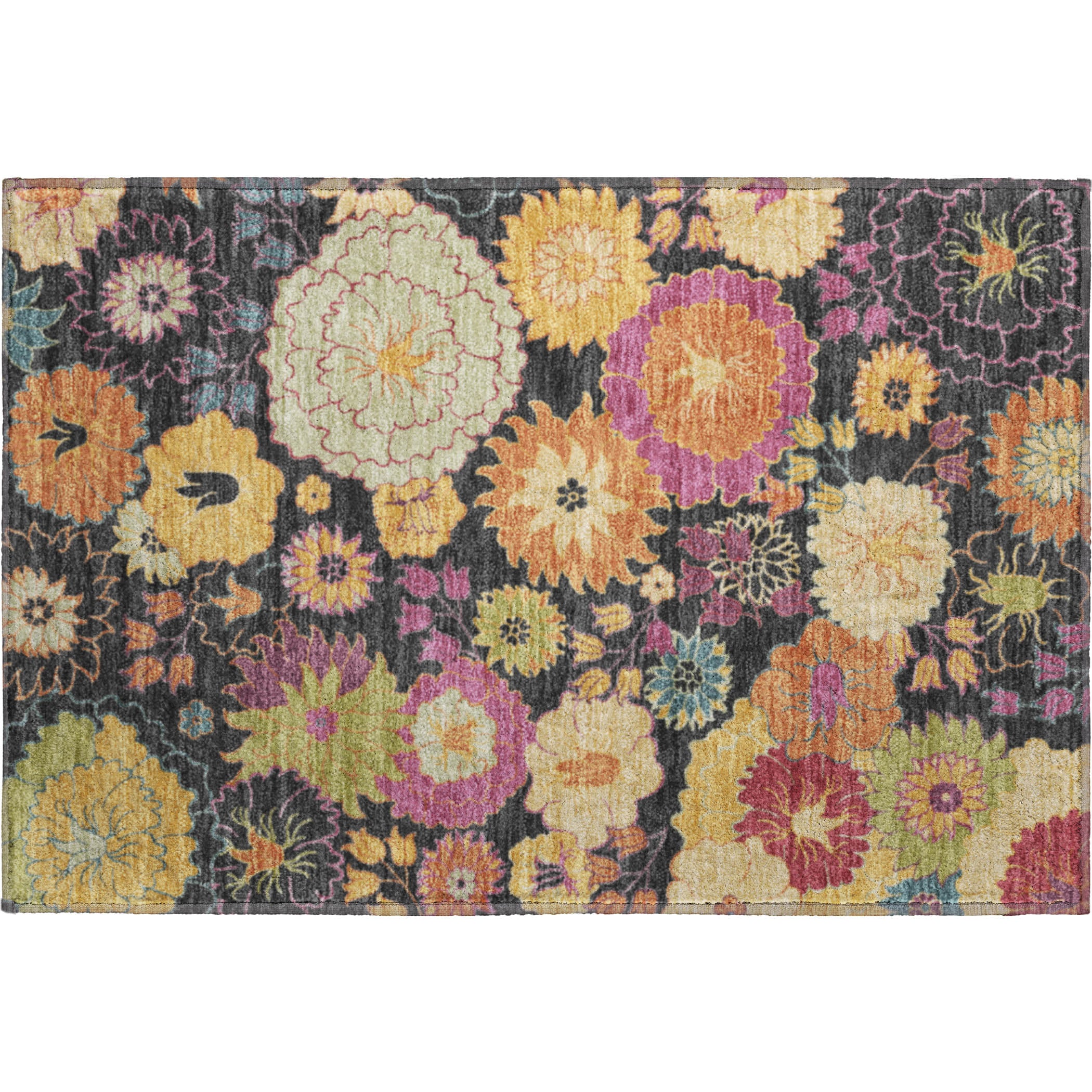 Bangkok Machine Washable Transitional Black Rug 1'8" x 2'6" #shape_Rectangle