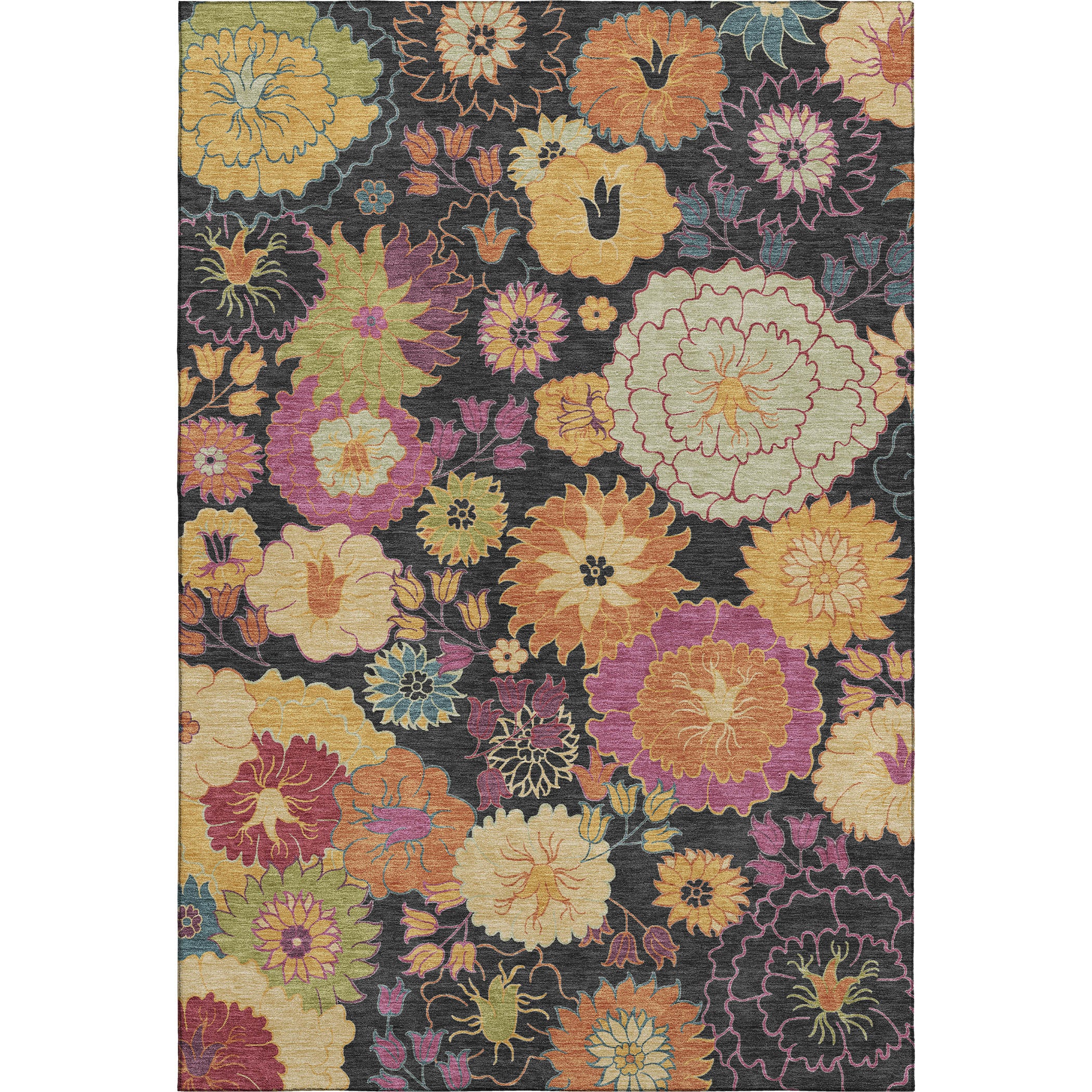 Bangkok Machine Washable Transitional Black Rug 3' x 5' #shape_Rectangle