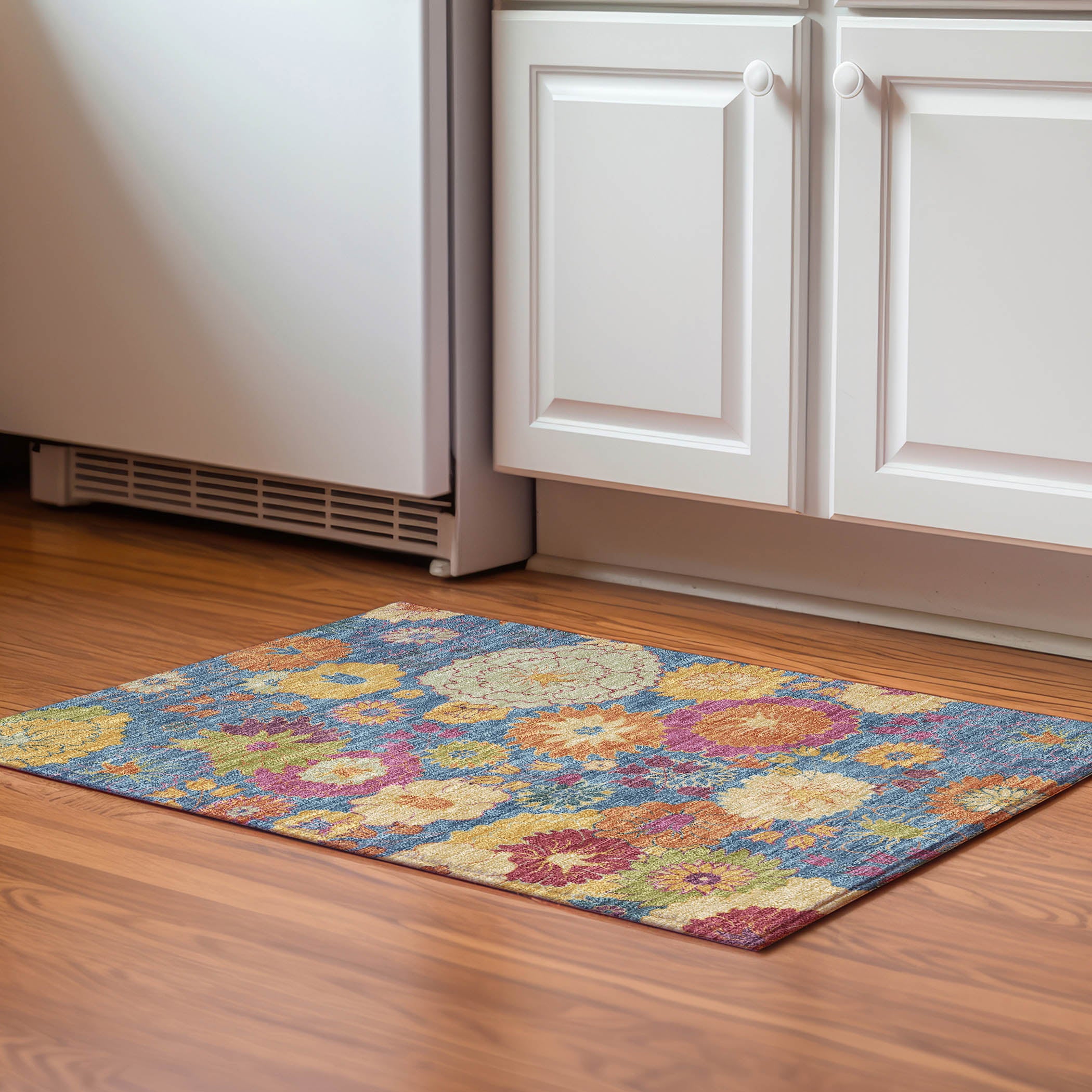 Bangkok Machine Washable Transitional Blue Rug 1'8" x 2'6" #shape_Rectangle