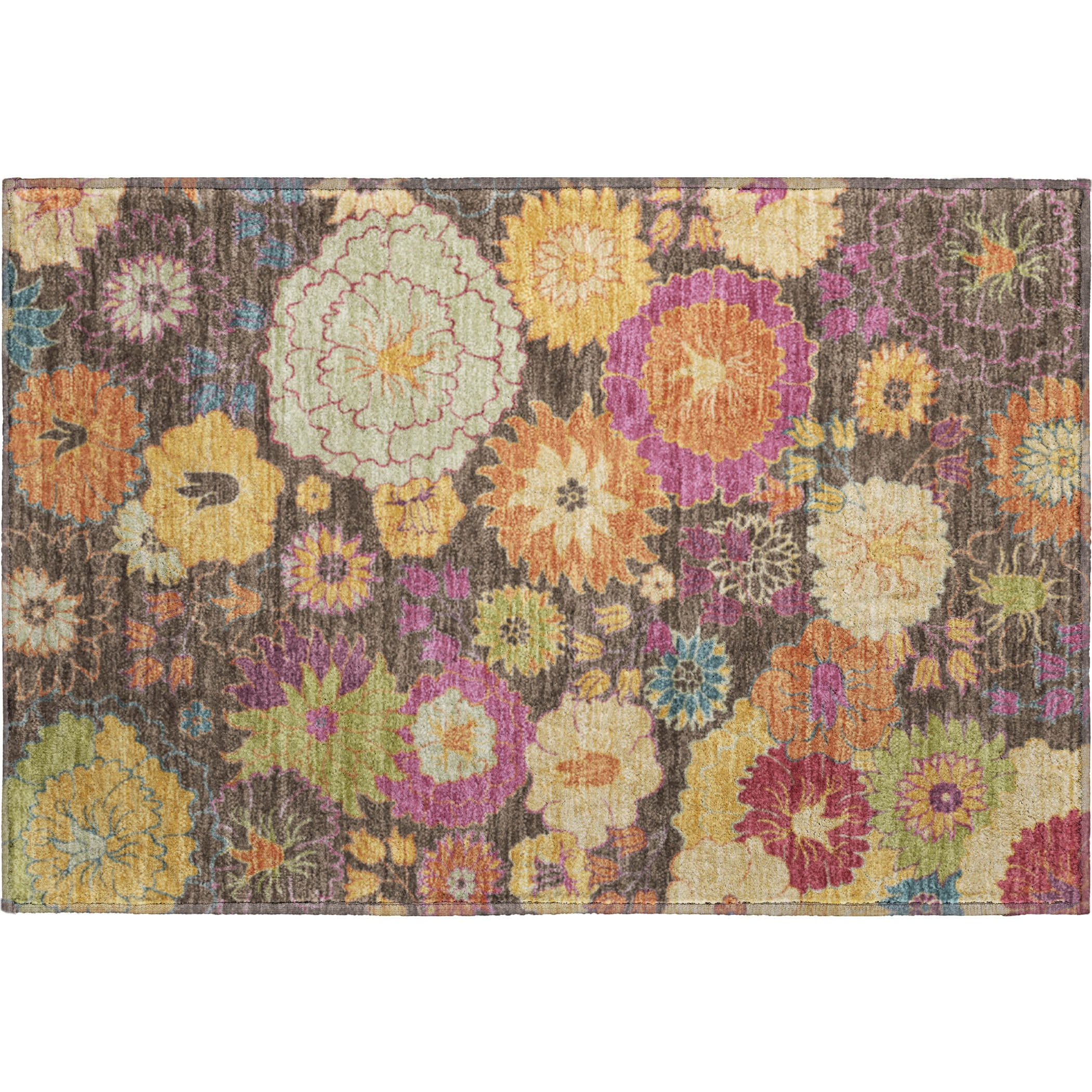 Bangkok Machine Washable Transitional Chocolate Brown Rug 1'8" x 2'6" #shape_Rectangle