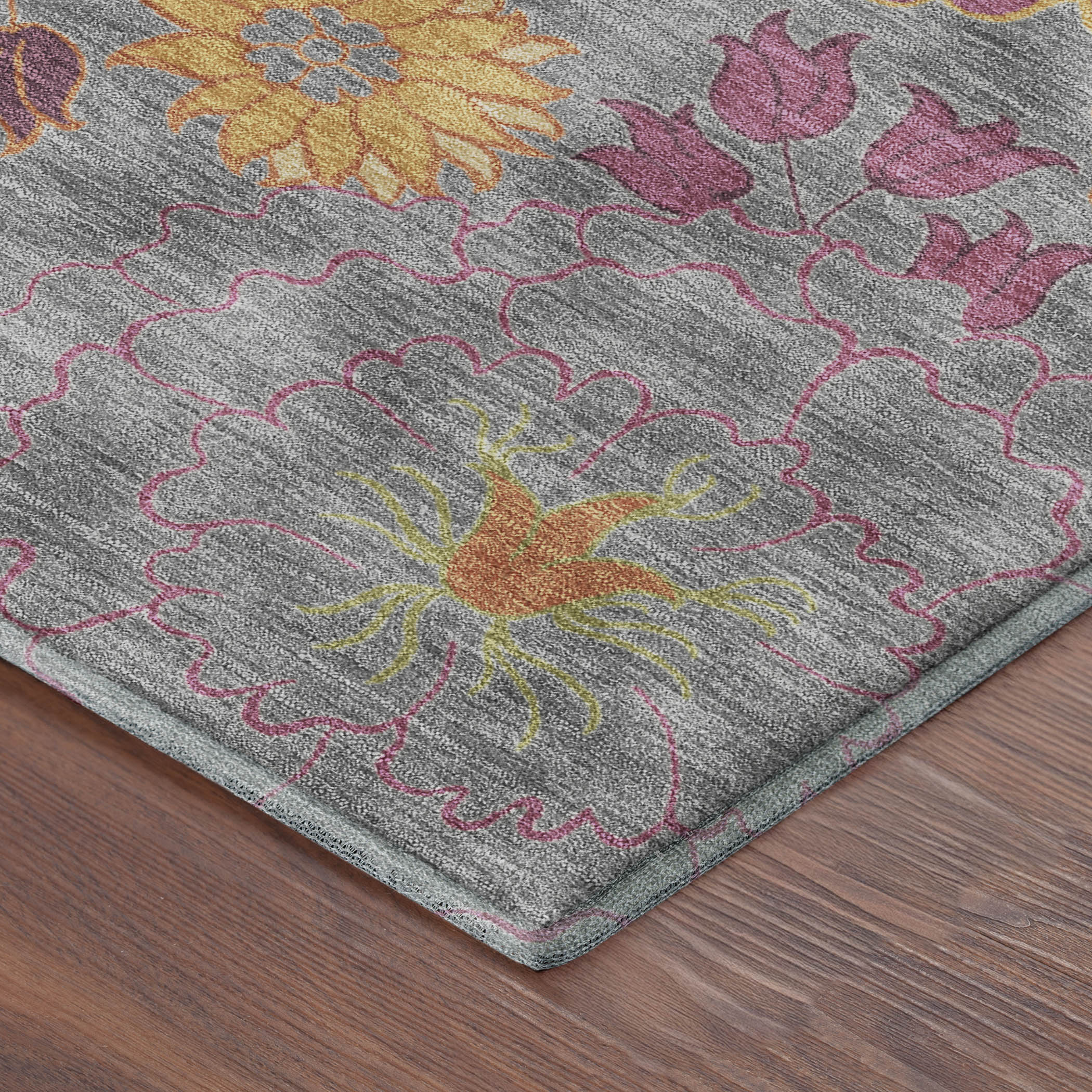 Bangkok Machine Washable Transitional Gray Rug 1'8" x 2'6" #shape_Rectangle