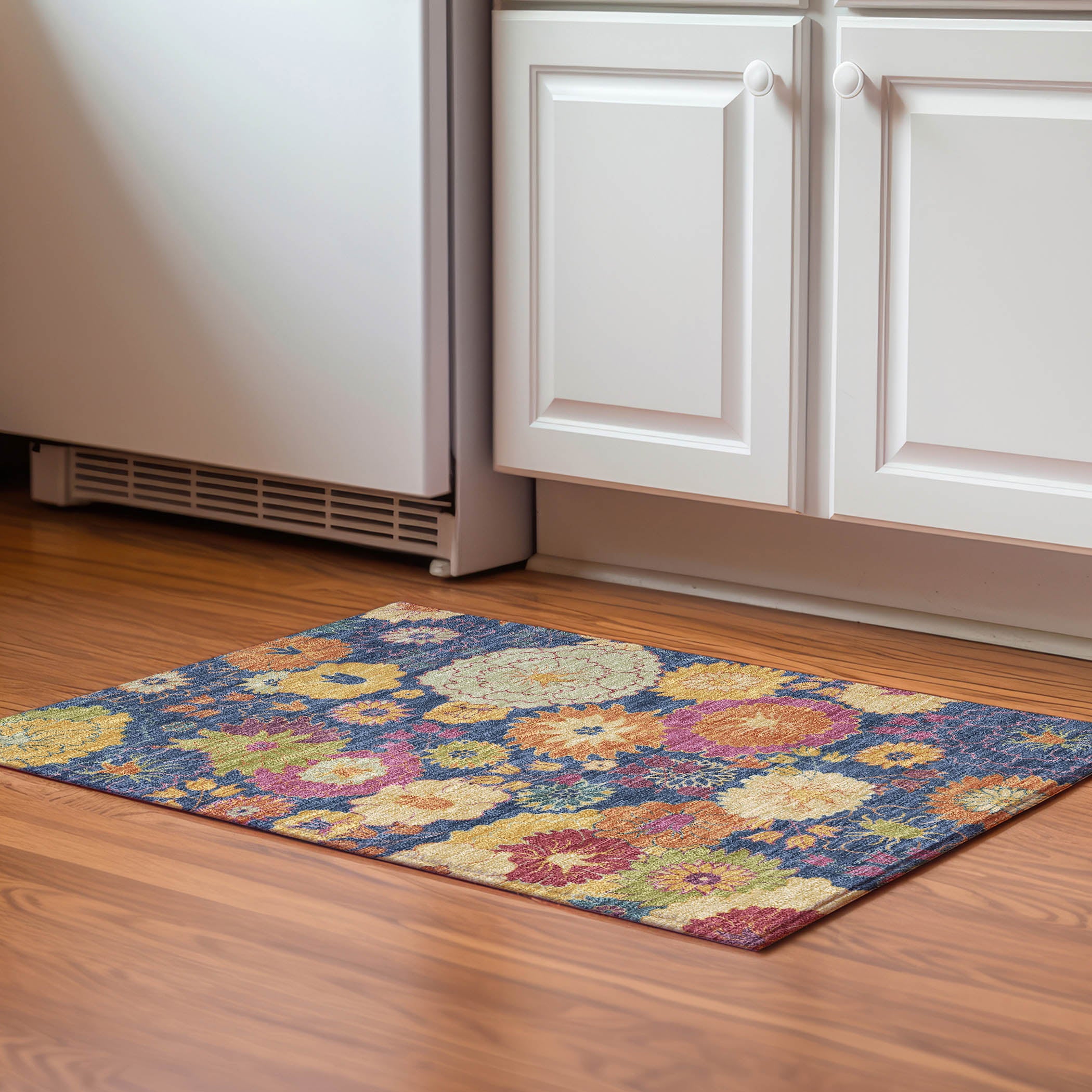 Bangkok Machine Washable Transitional Navy Blue Rug 1'8" x 2'6" #shape_Rectangle