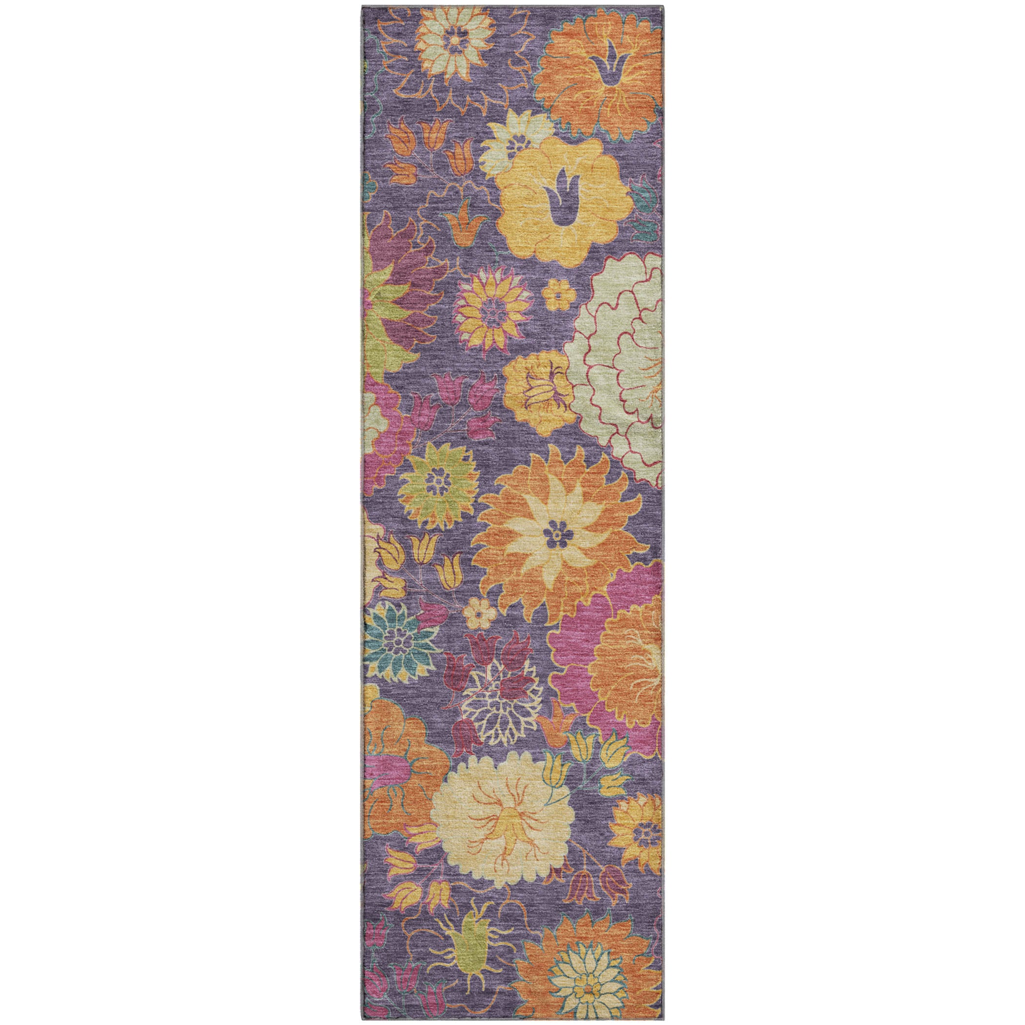 Bangkok Machine Washable Transitional Purple Rug 2'3" x 7'6" #shape_Runner