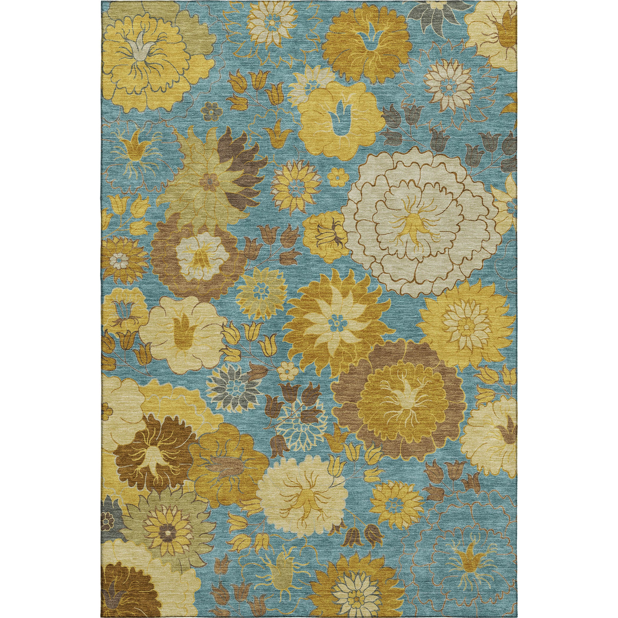 Istanbul Machine Washable Transitional Aqua Teal Rug 3' x 5' #shape_Rectangle