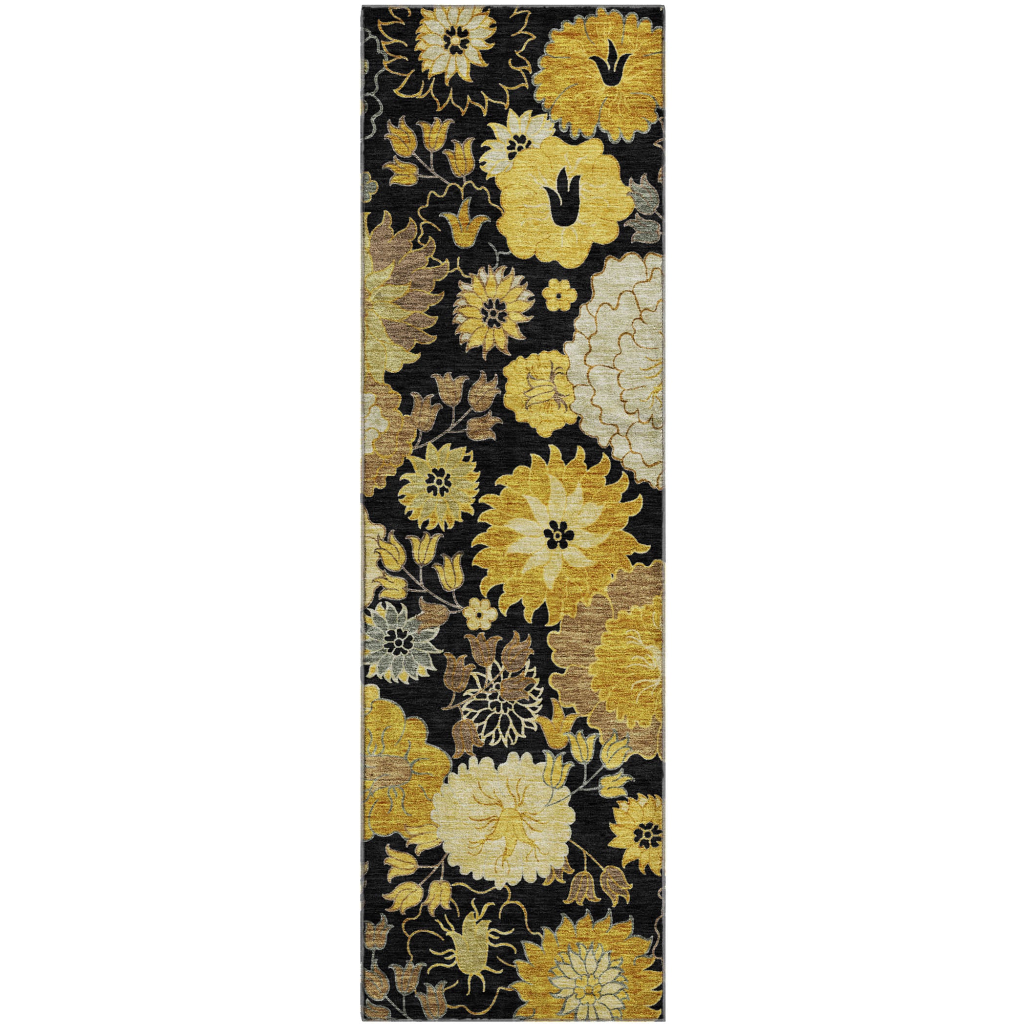 Istanbul Machine Washable Transitional Black Rug 2'3" x 7'6" #shape_Runner