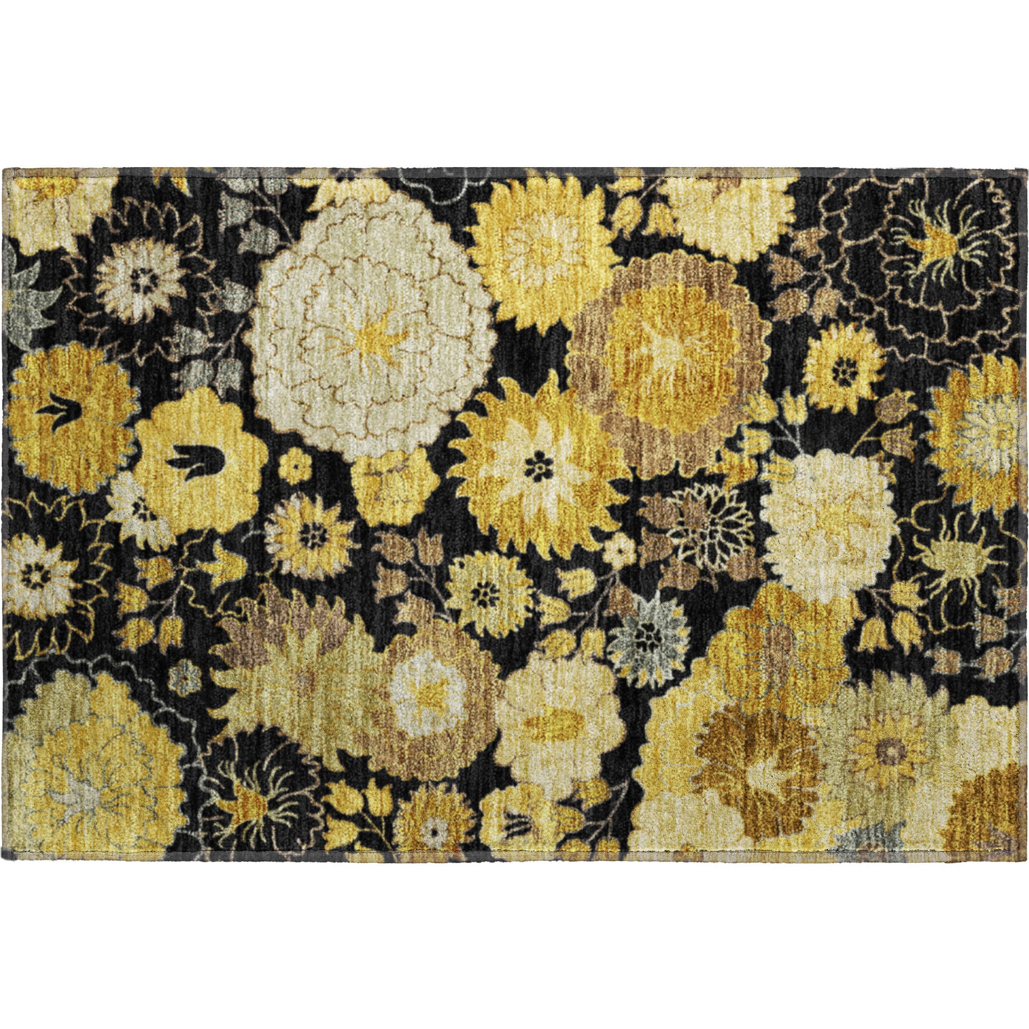 Istanbul Machine Washable Transitional Black Rug 1'8" x 2'6" #shape_Rectangle