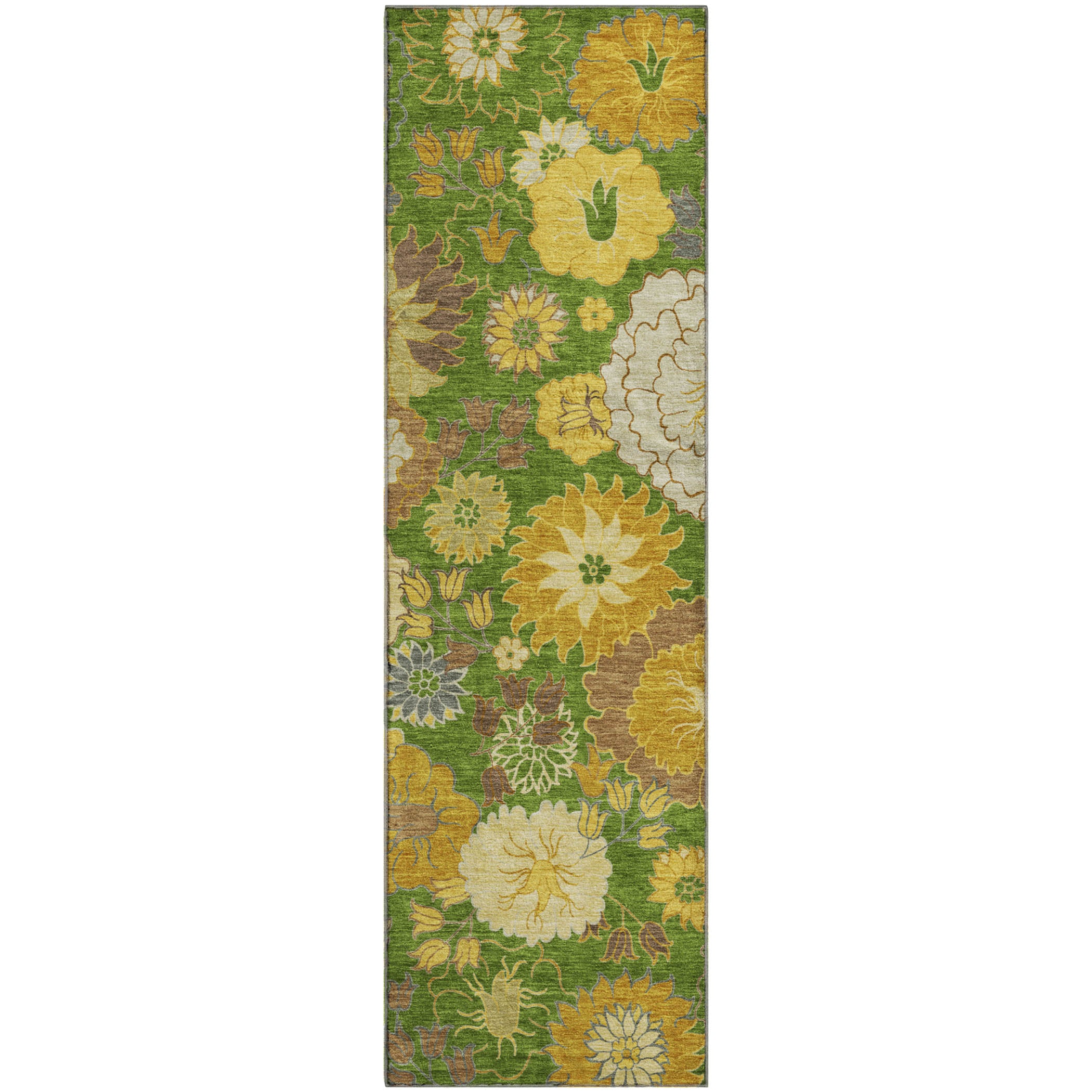 Istanbul Machine Washable Transitional Fern Green Rug 2'3" x 7'6" #shape_Runner