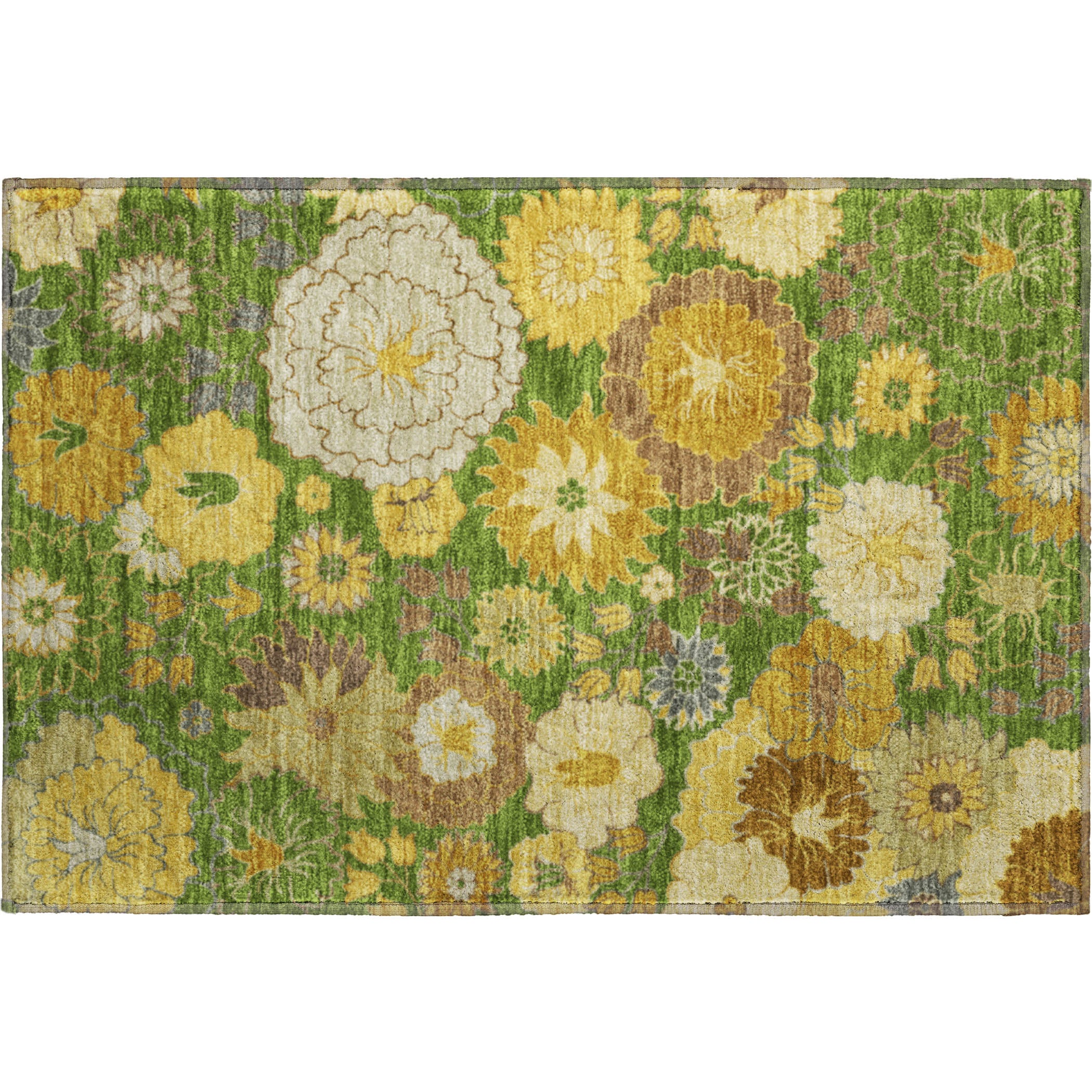 Istanbul Machine Washable Transitional Fern Green Rug 1'8" x 2'6" #shape_Rectangle