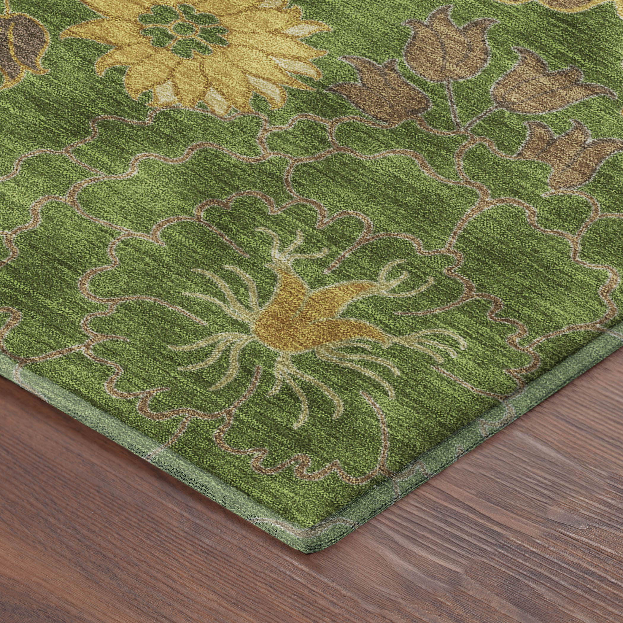 Istanbul Machine Washable Transitional Fern Green Rug 1'8" x 2'6" #shape_Rectangle