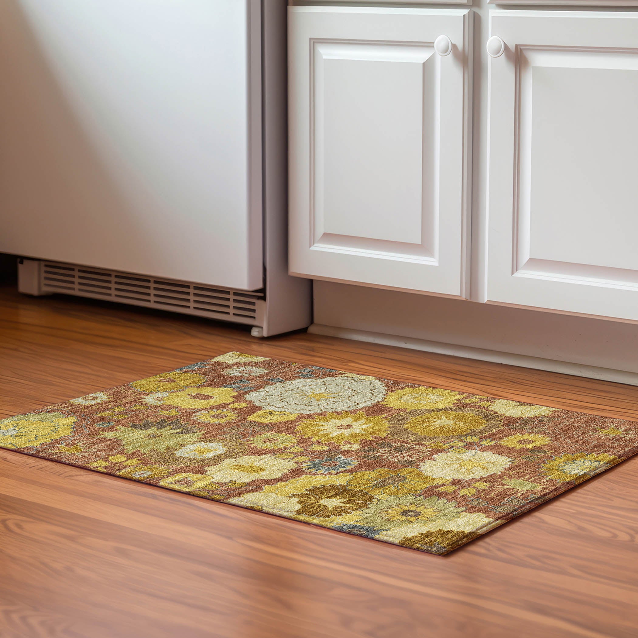 Istanbul Machine Washable Transitional Terracotta Orange Rug 1'8" x 2'6" #shape_Rectangle