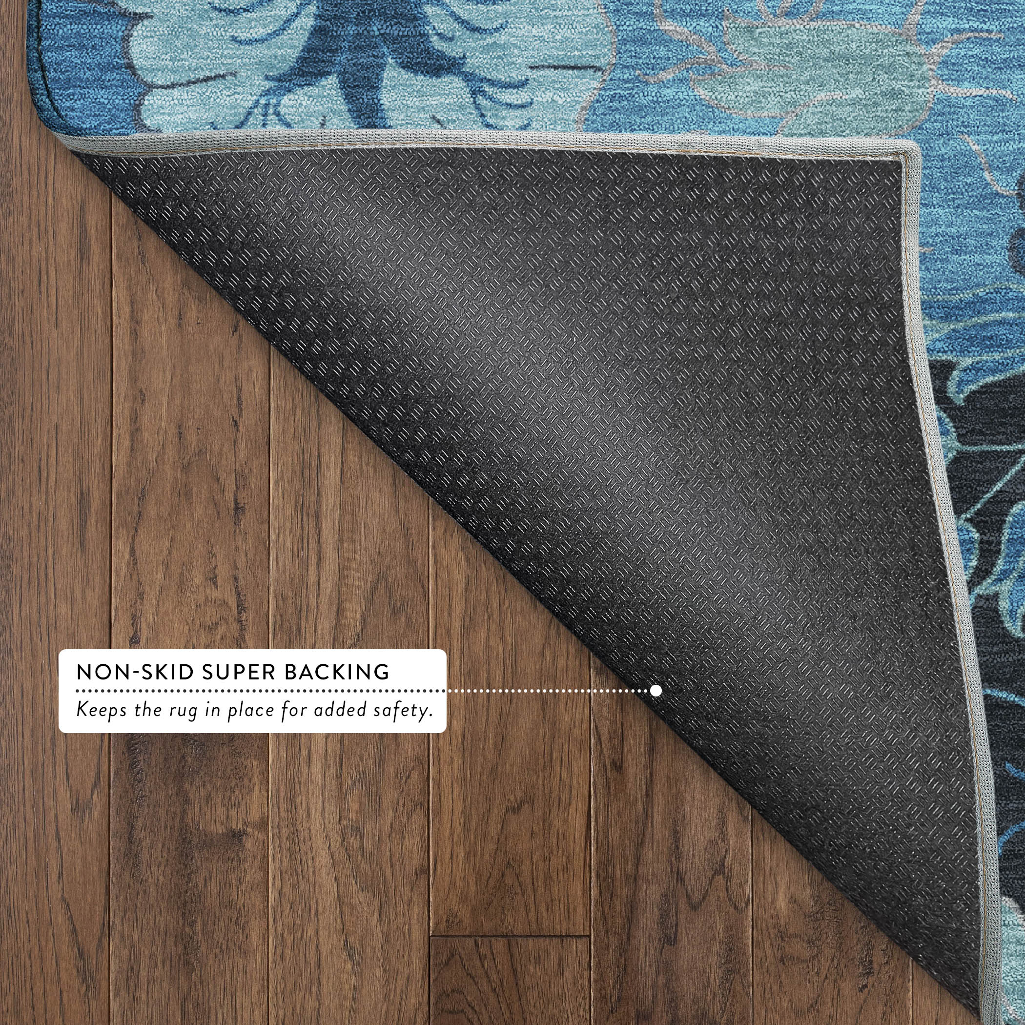 Luang Prabang Machine Washable Transitional Blue Rug 1'8" x 2'6" #shape_Rectangle