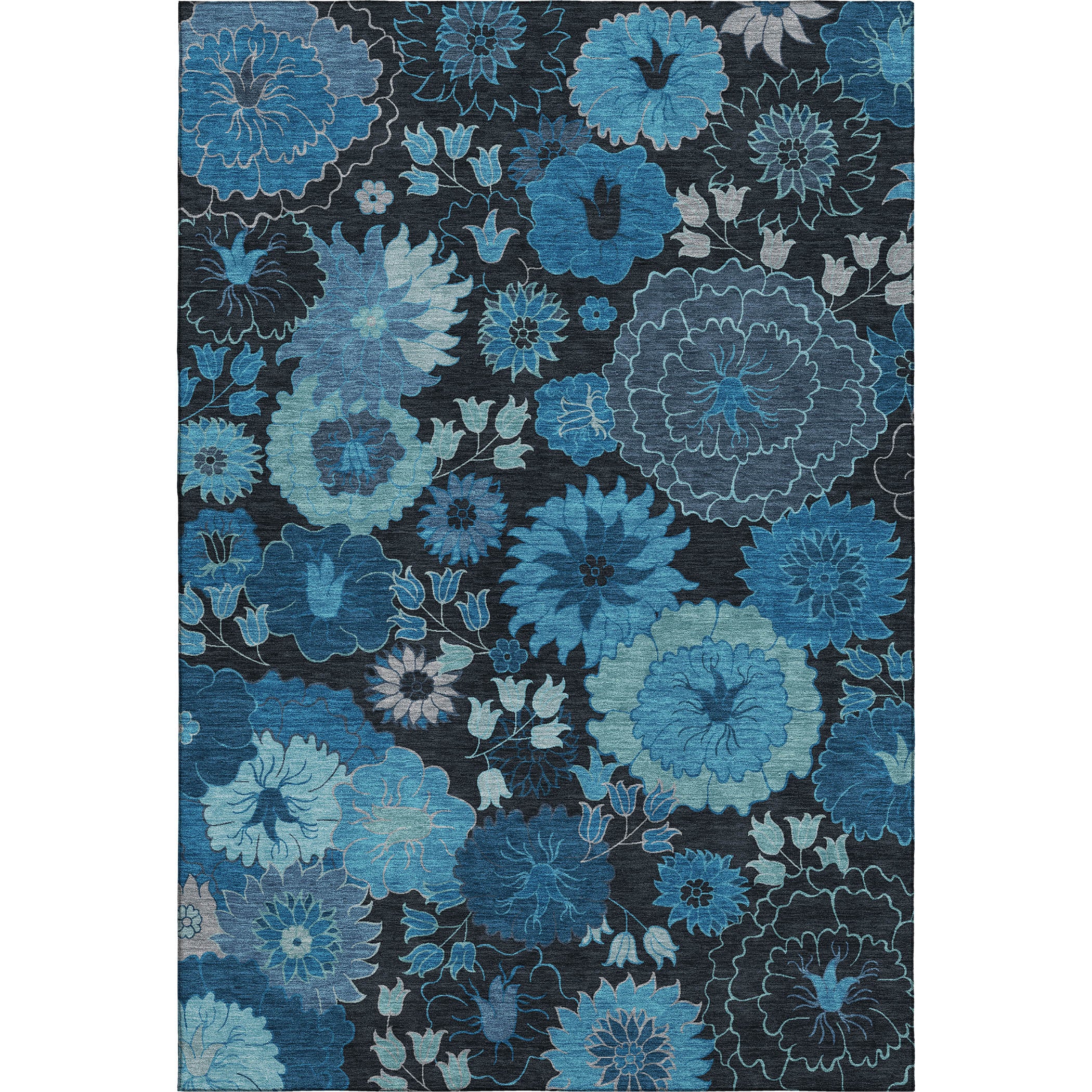 Luang Prabang Machine Washable Transitional Blue Rug 3' x 5' #shape_Rectangle