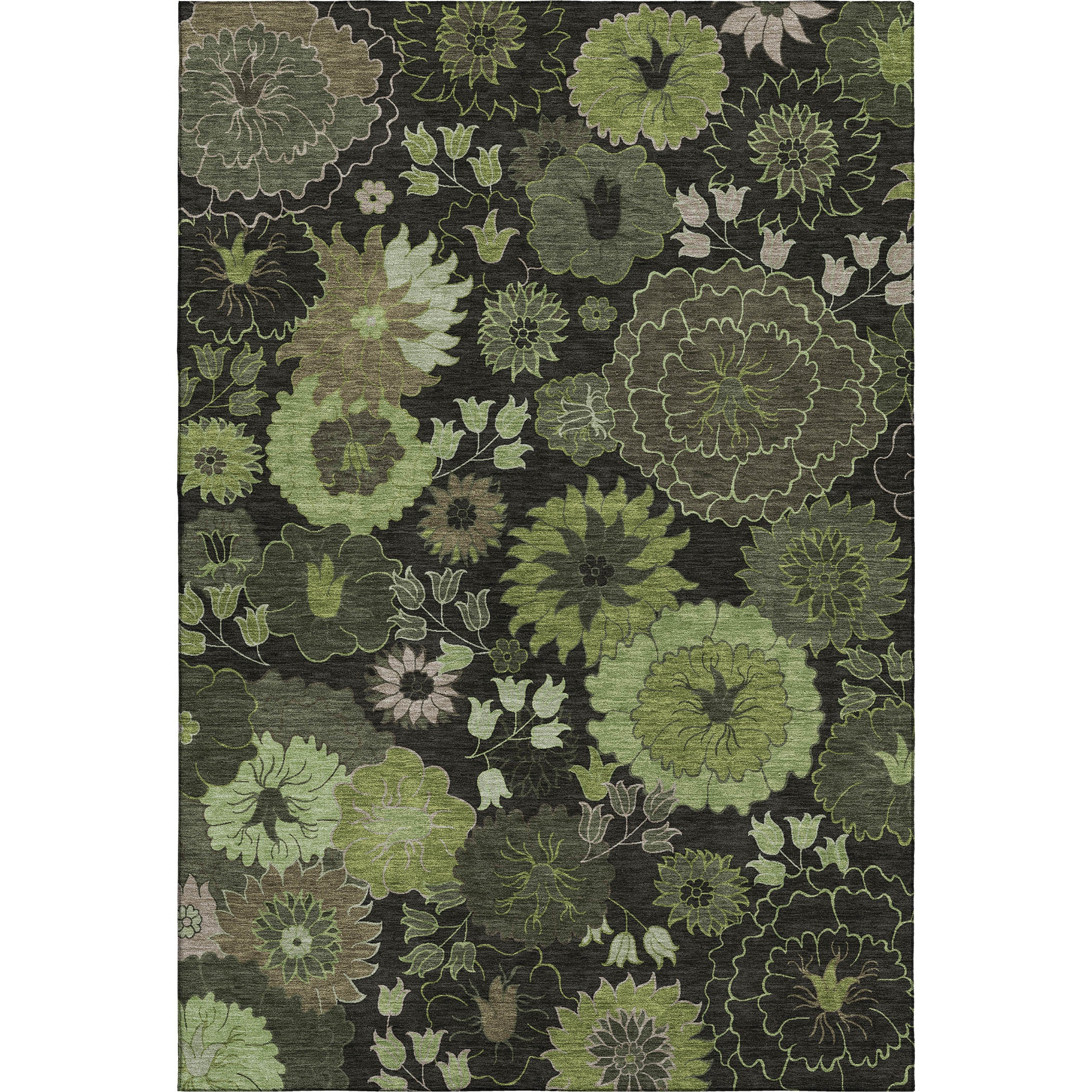Luang Prabang Machine Washable Transitional Green Rug 3' x 5' #shape_Rectangle