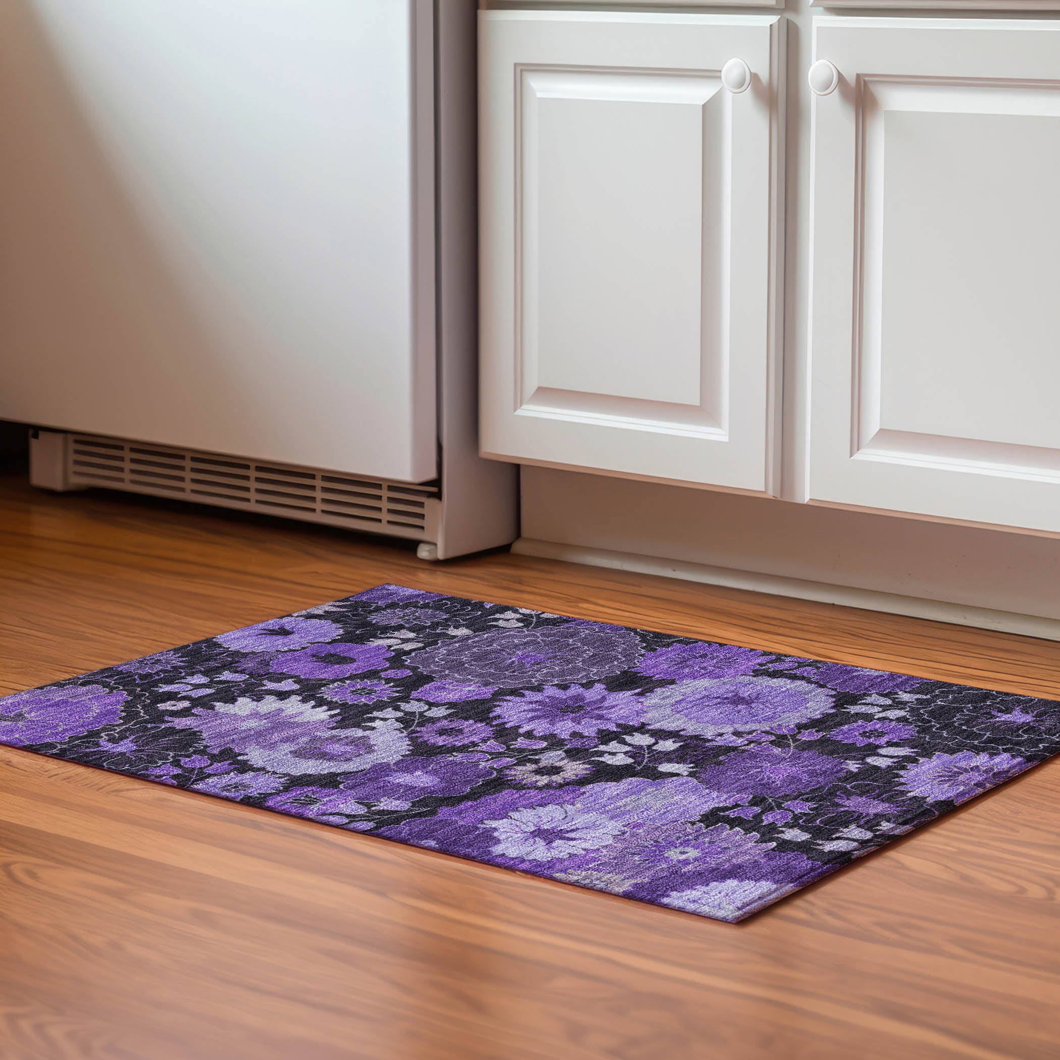 Luang Prabang Machine Washable Transitional Purple Rug 1'8" x 2'6" #shape_Rectangle