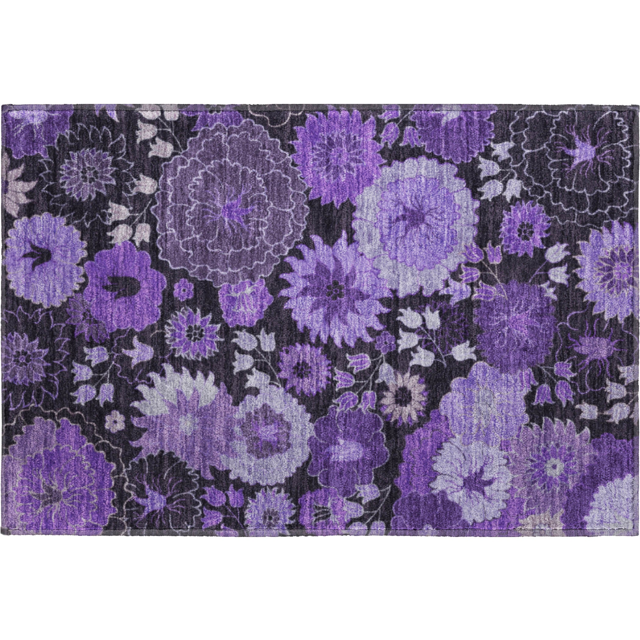 Luang Prabang Machine Washable Transitional Purple Rug 1'8" x 2'6" #shape_Rectangle