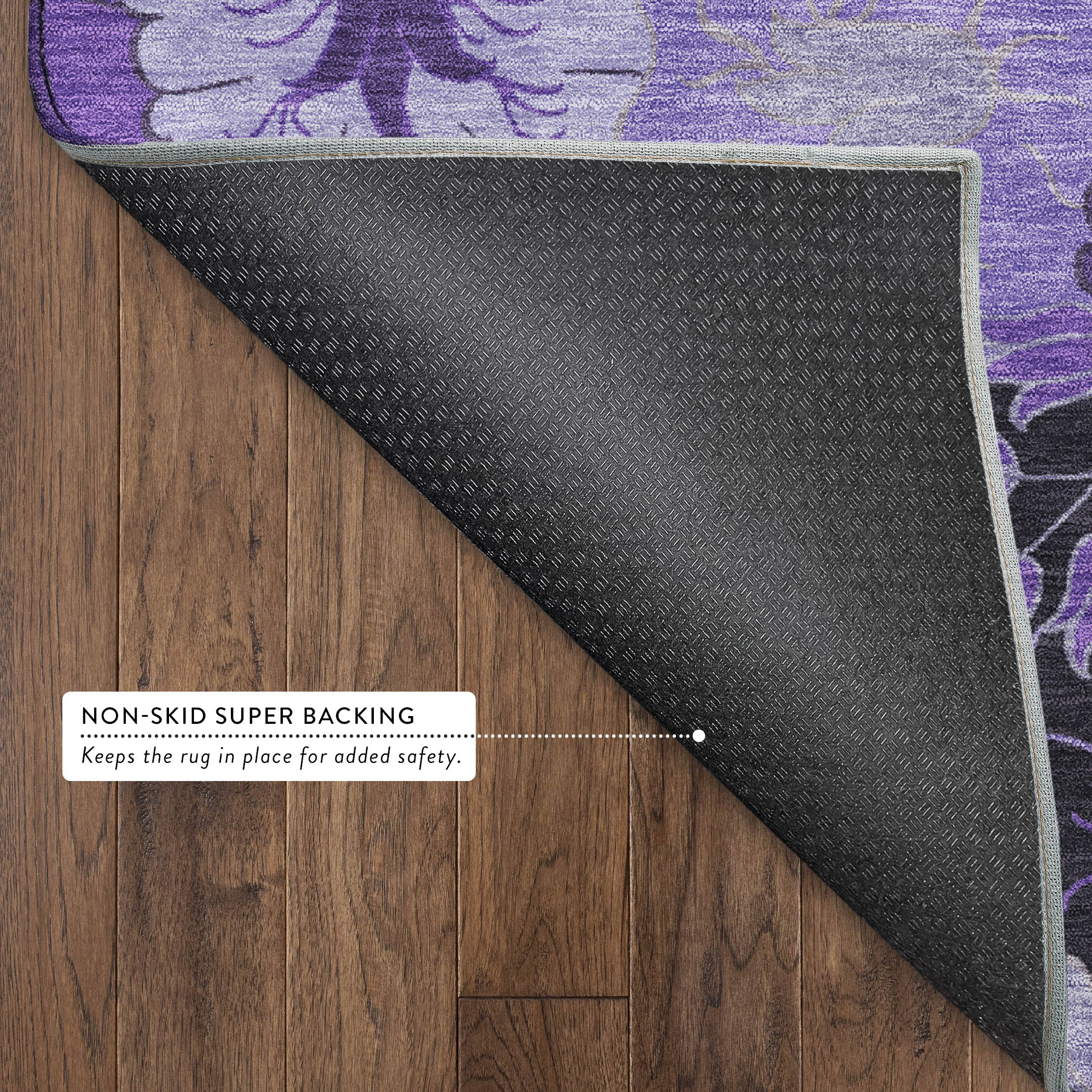 Luang Prabang Machine Washable Transitional Purple Rug 1'8" x 2'6" #shape_Rectangle
