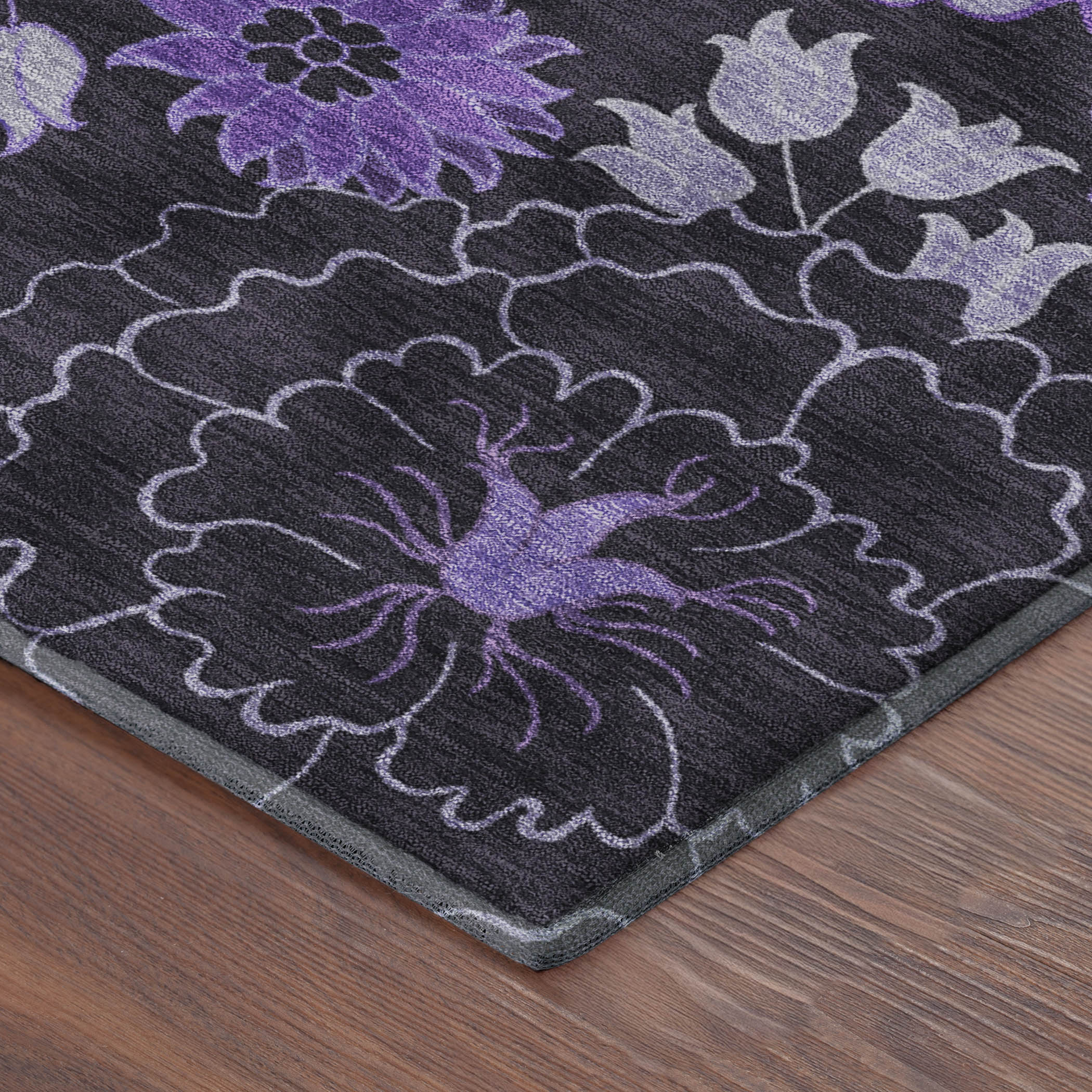 Luang Prabang Machine Washable Transitional Purple Rug 1'8" x 2'6" #shape_Rectangle