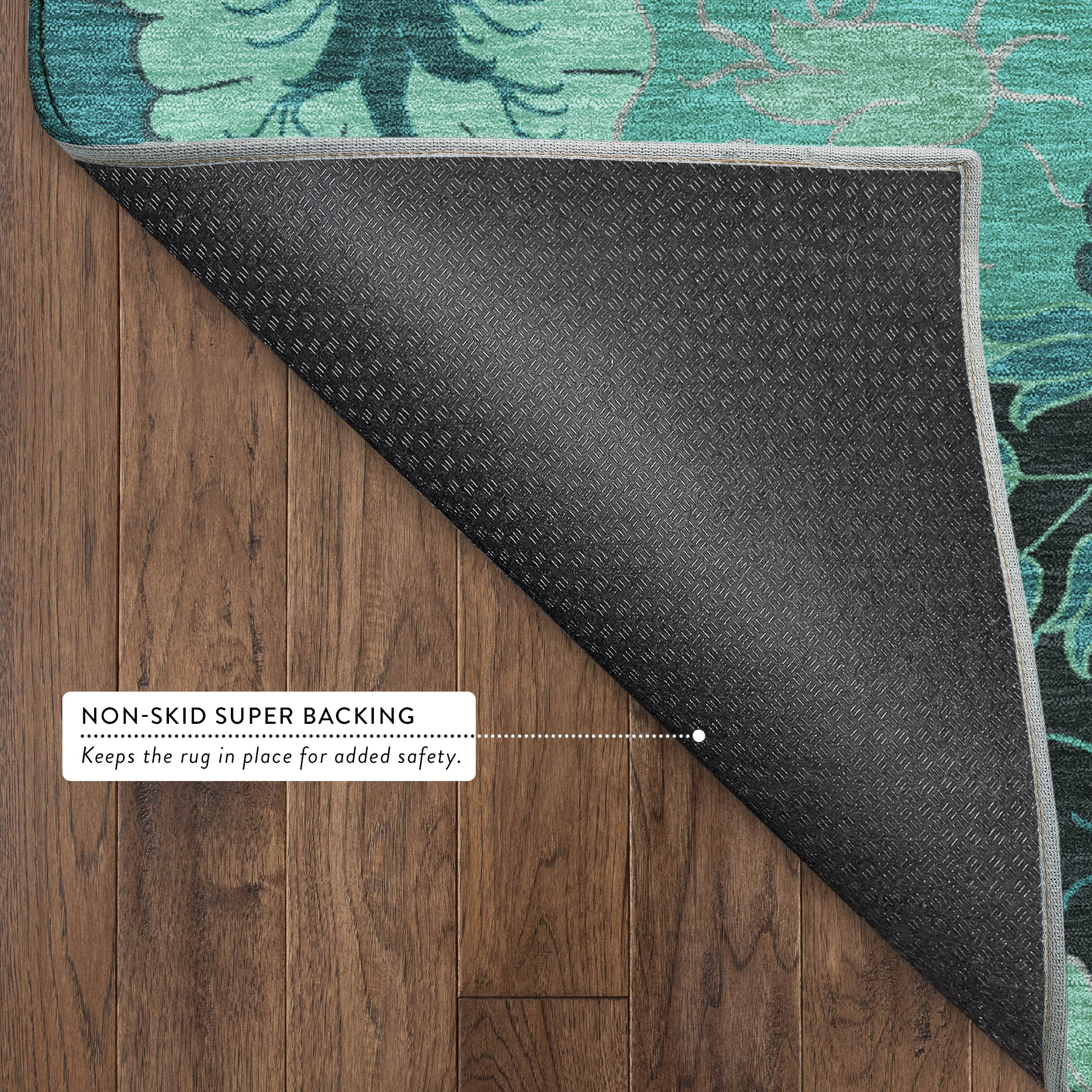 Luang Prabang Machine Washable Transitional Teal Rug 1'8" x 2'6" #shape_Rectangle